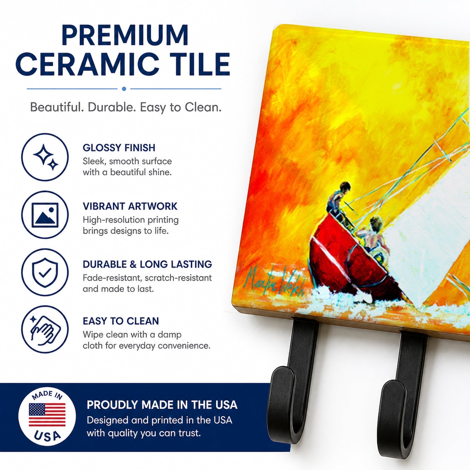 Sailboat Break Away Leash or Key Holder Wall Hooks, Coat Rack Wall Mount, for Hanging Keys, Towels, Aprons, Leashes