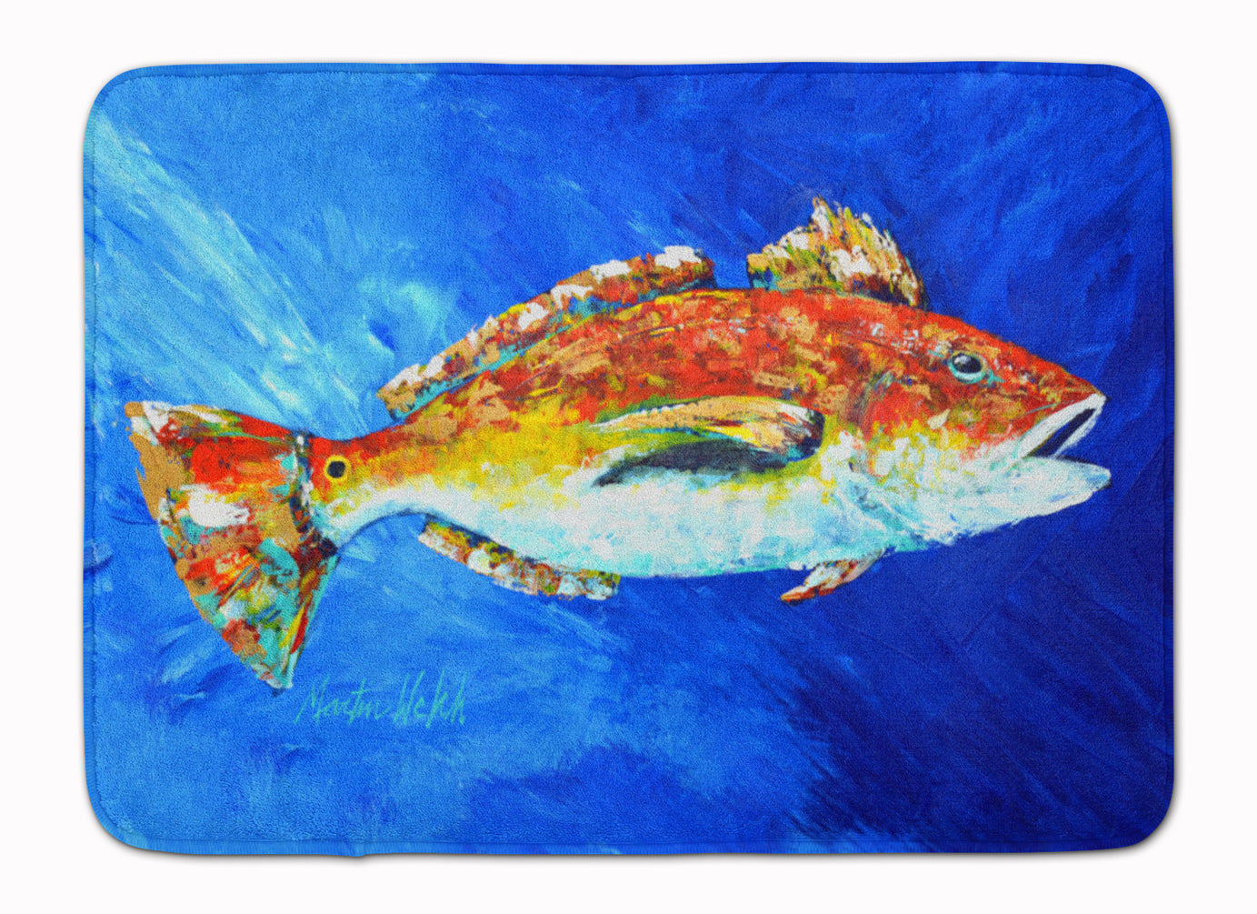 Red Fish White Spin Memory Foam Kitchen Mat Machine Washable Anti-Fatigue Cushion Comfort Bath or Kitchen Rug