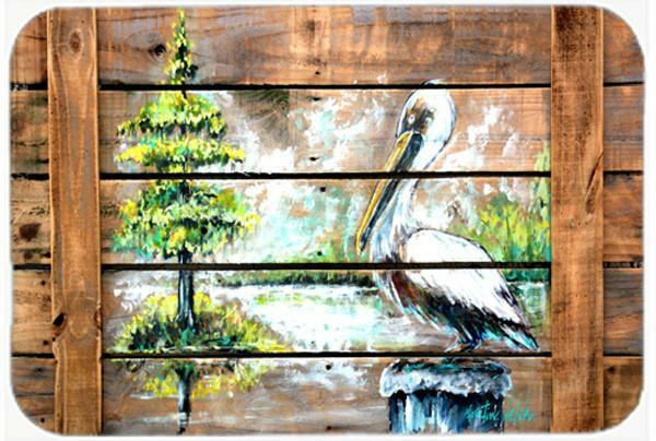 Summer by the Lake White Pelican Cutting Board Tempered Glass Kitchen Cutting Surface, Heat Resistant Chopping, Non-Slip Feet, Food Prep & Serving