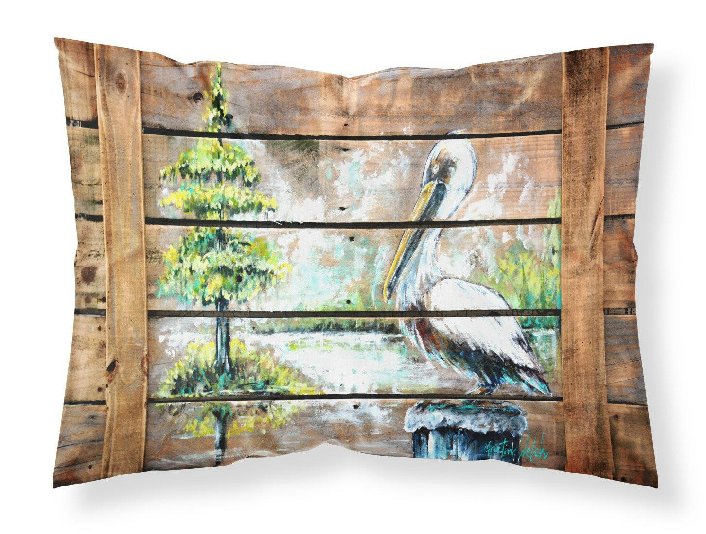Summer by the Lake White Pelican Standard Pillowcase Lightweight Super Soft Easy Care Decorative Artwork Pillowcase, Standard