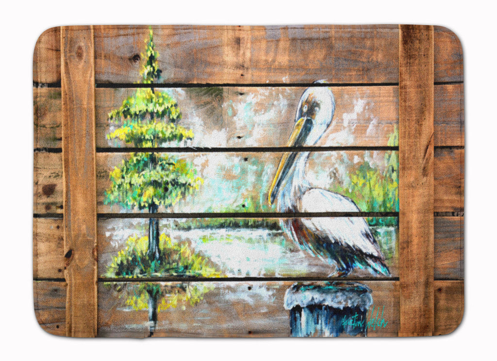 Summer by the Lake White Pelican Memory Foam Kitchen Mat Machine Washable Anti-Fatigue Cushion Comfort Bath or Kitchen Rug