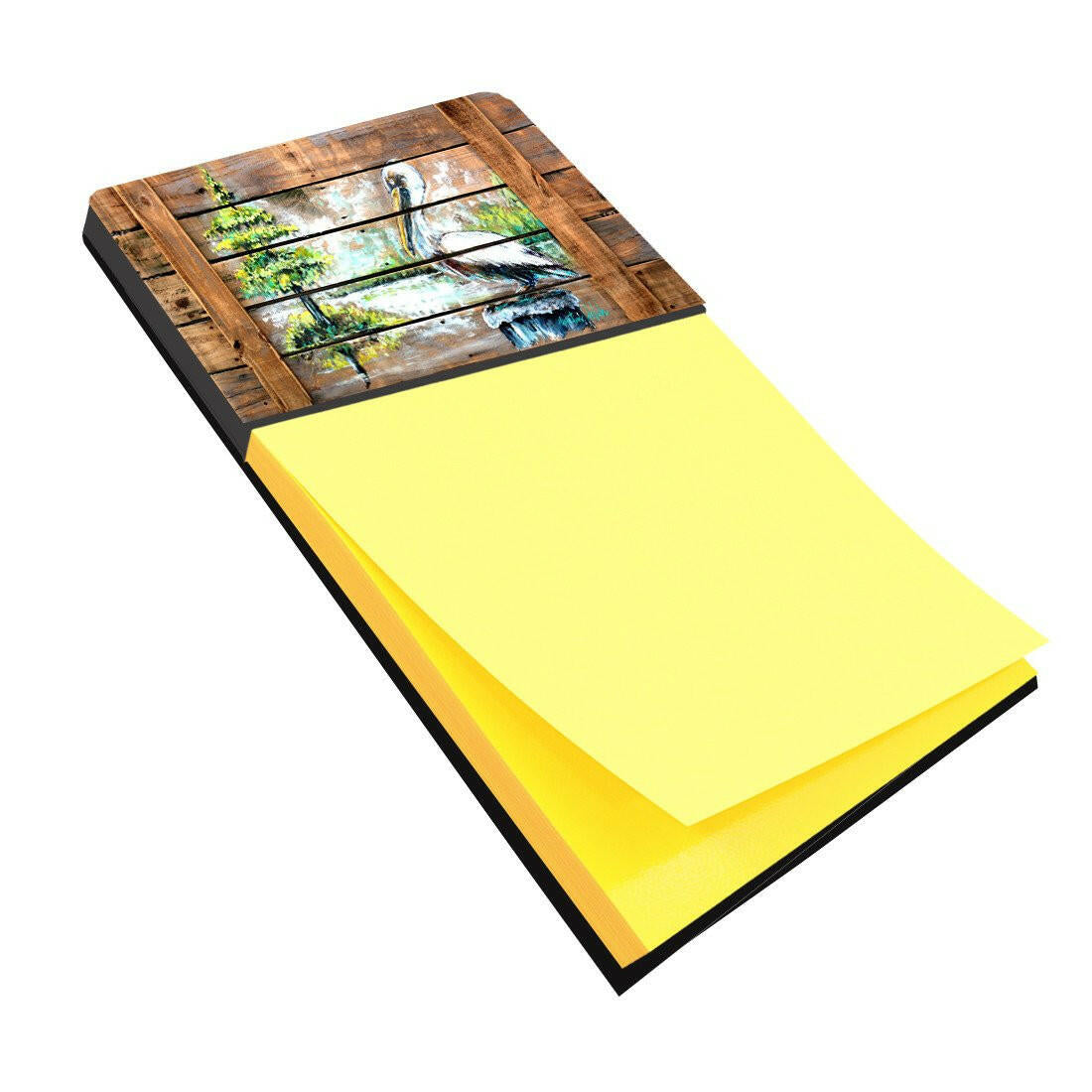 Summer by the Lake White Pelican Watercolor Sticky Note Holder Refillable Dispenser Desk Accessory 3x3 Pad Gift