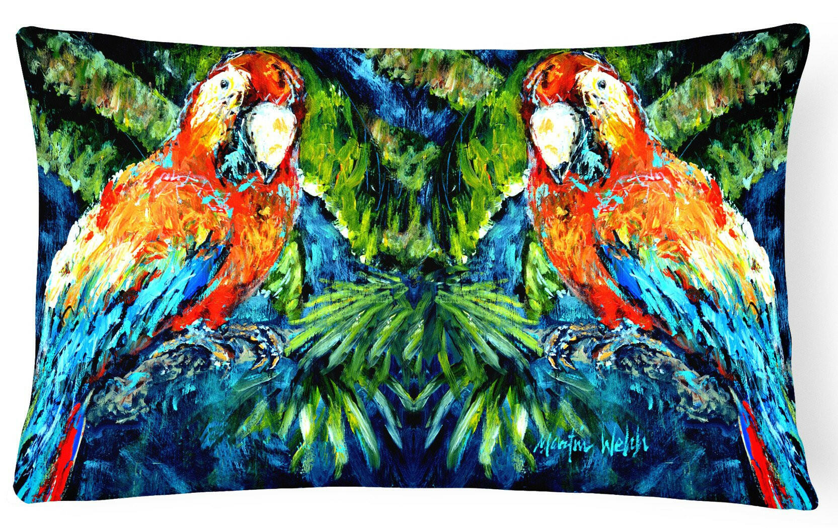 Parrots Yo Yo Mama Decorative Throw Pillow 12x16 Indoor Outdoor Accent Cushion, Fabric Cover with Insert for Sofa, Bed, Porch & Living Room