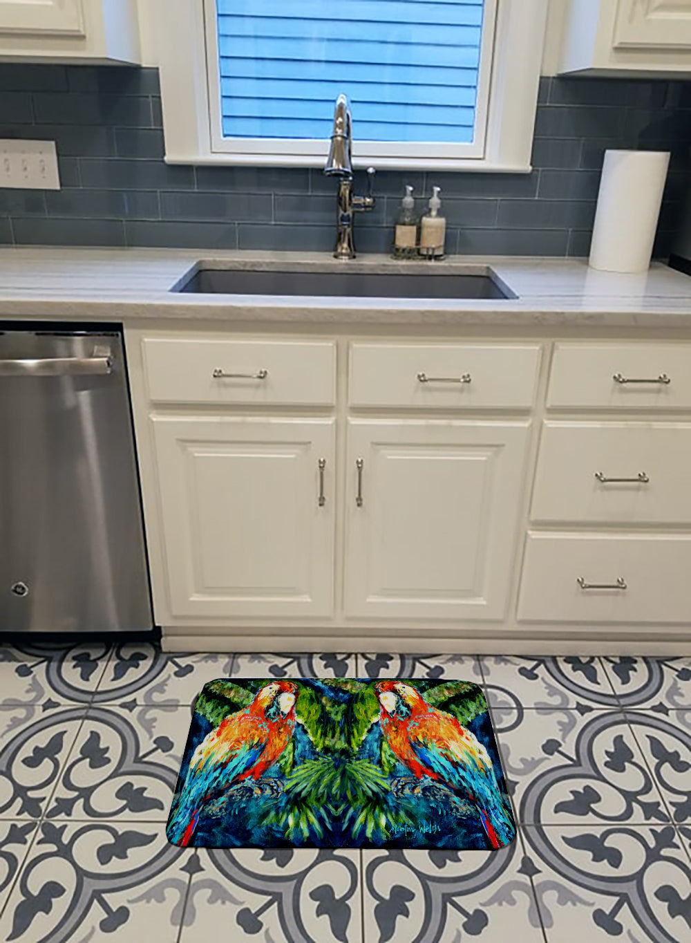 Parrots Yo Yo Mama Memory Foam Kitchen Mat Machine Washable Anti-Fatigue Cushion Comfort Bath or Kitchen Rug