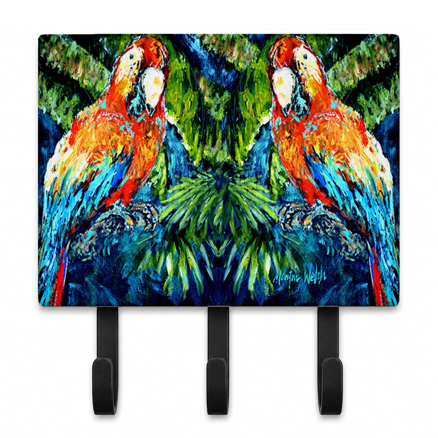 Parrots Yo Yo Mama Leash or Key Holder Wall Hooks, Coat Rack Wall Mount, for Hanging Keys, Towels, Aprons, Leashes
