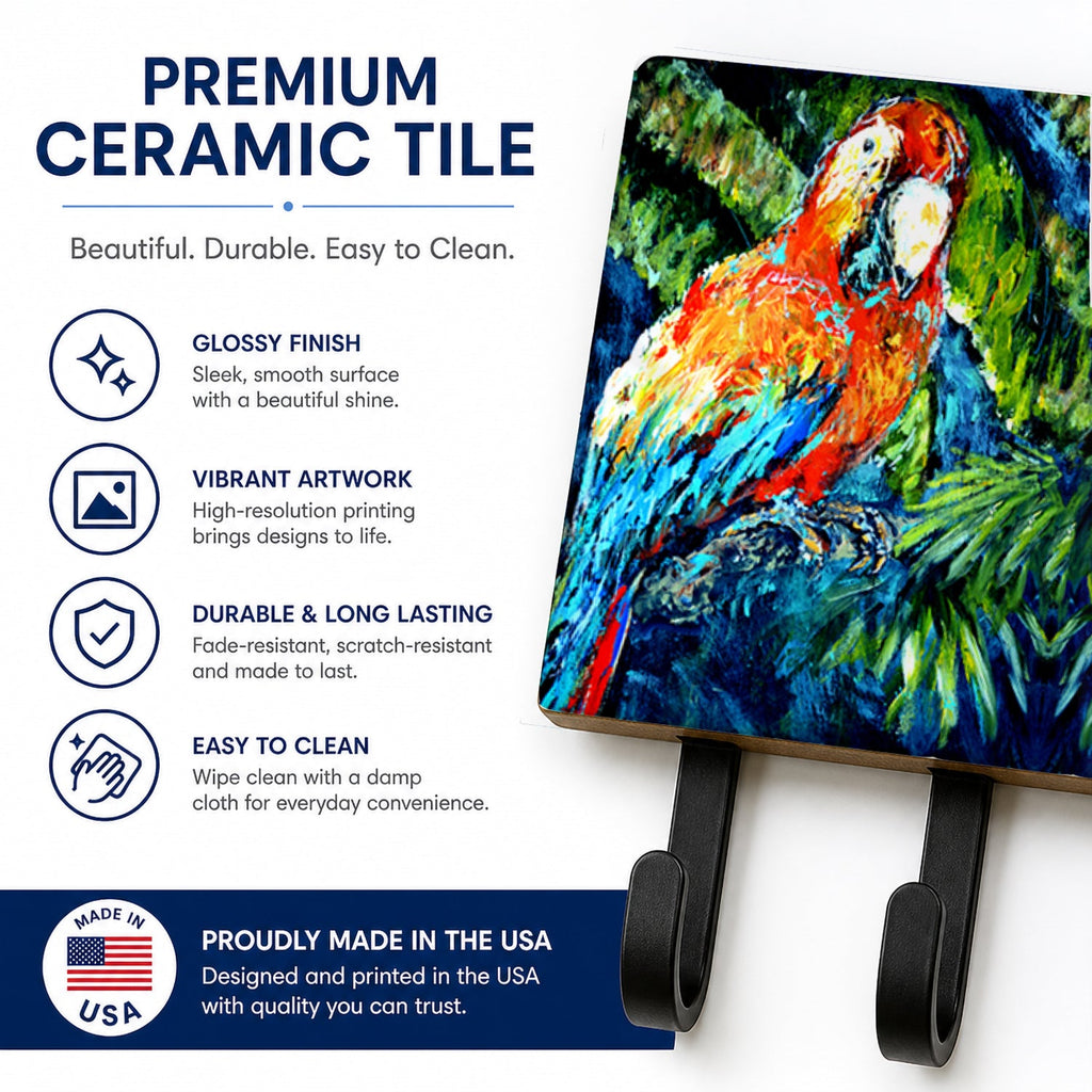Parrots Yo Yo Mama Leash or Key Holder Wall Hooks, Coat Rack Wall Mount, for Hanging Keys, Towels, Aprons, Leashes