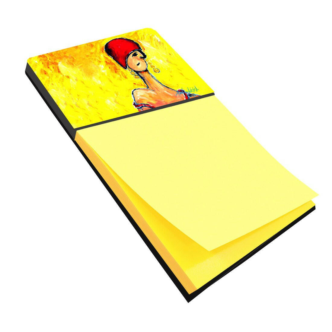 Azalines Earrings Lady Watercolor Sticky Note Holder Refillable Dispenser Desk Accessory 3x3 Pad Gift