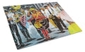 Dancing in the Streets Mardi Gras Cutting Board Tempered Glass Kitchen Cutting Surface, Heat Resistant Chopping, Non-Slip Feet, Food Prep & Serving
