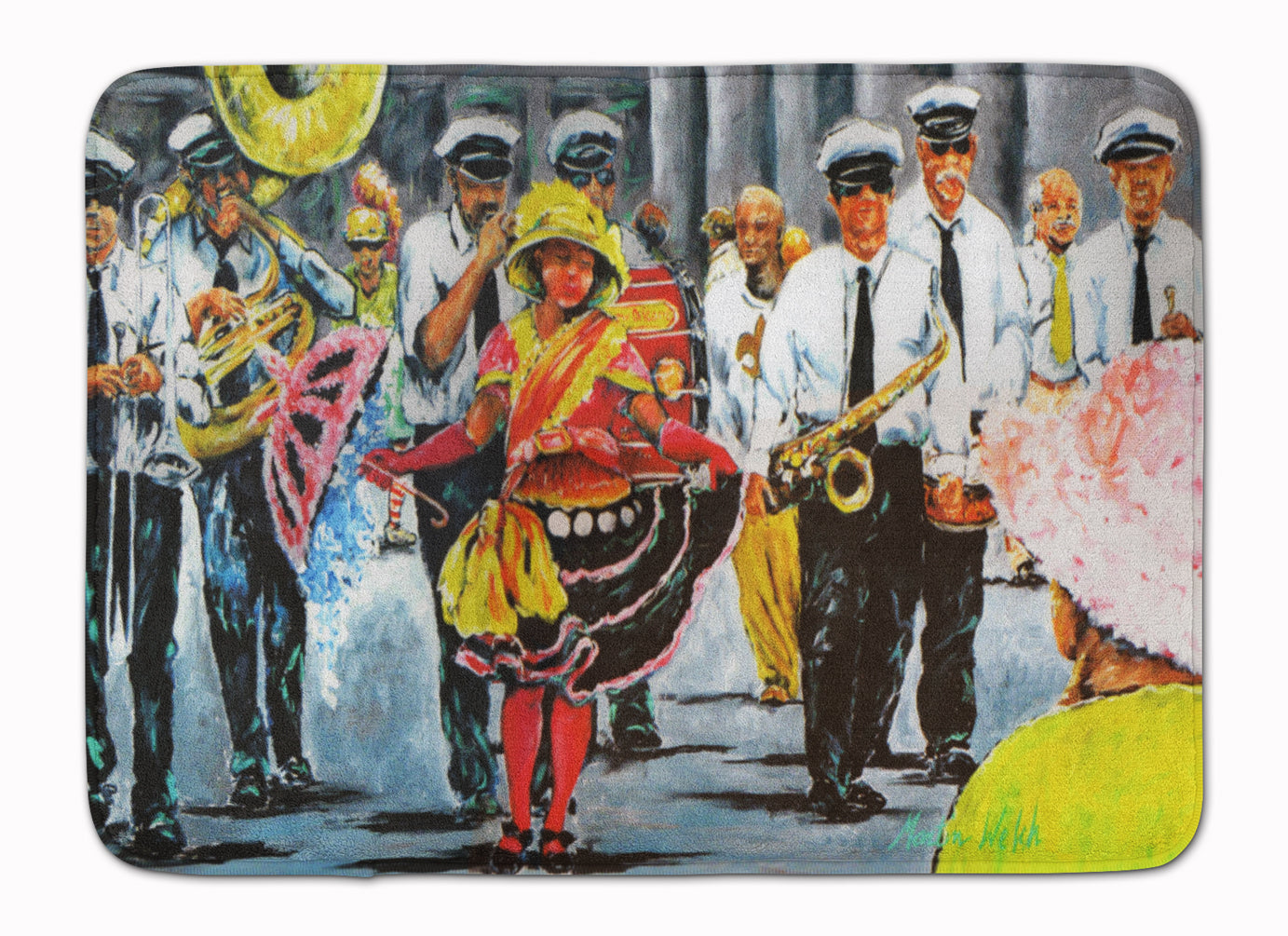 Dancing in the Streets Mardi Gras Memory Foam Kitchen Mat Machine Washable Anti-Fatigue Cushion Comfort Bath or Kitchen Rug