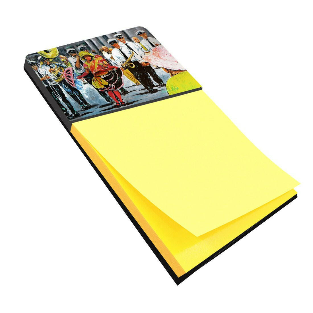 Dancing in the Streets Mardi Gras Watercolor Sticky Note Holder Refillable Dispenser Desk Accessory 3x3 Pad Gift