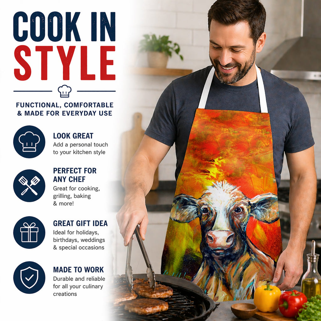 Another Happy Cow Apron Cooking Kitchen Server Baking Crafts Gardening for Adult Women Men, Unisex, Large, Multicolor