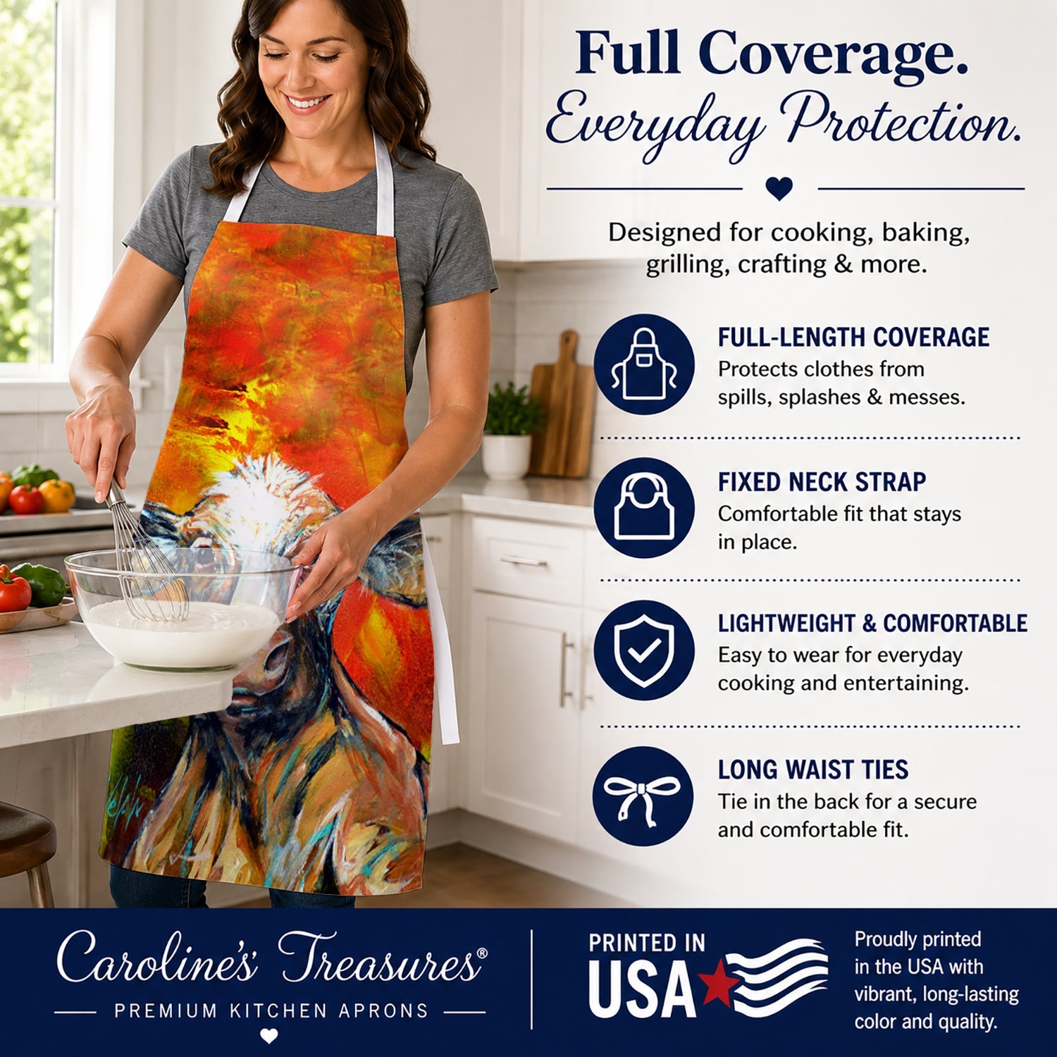 Another Happy Cow Apron Cooking Kitchen Server Baking Crafts Gardening for Adult Women Men, Unisex, Large, Multicolor