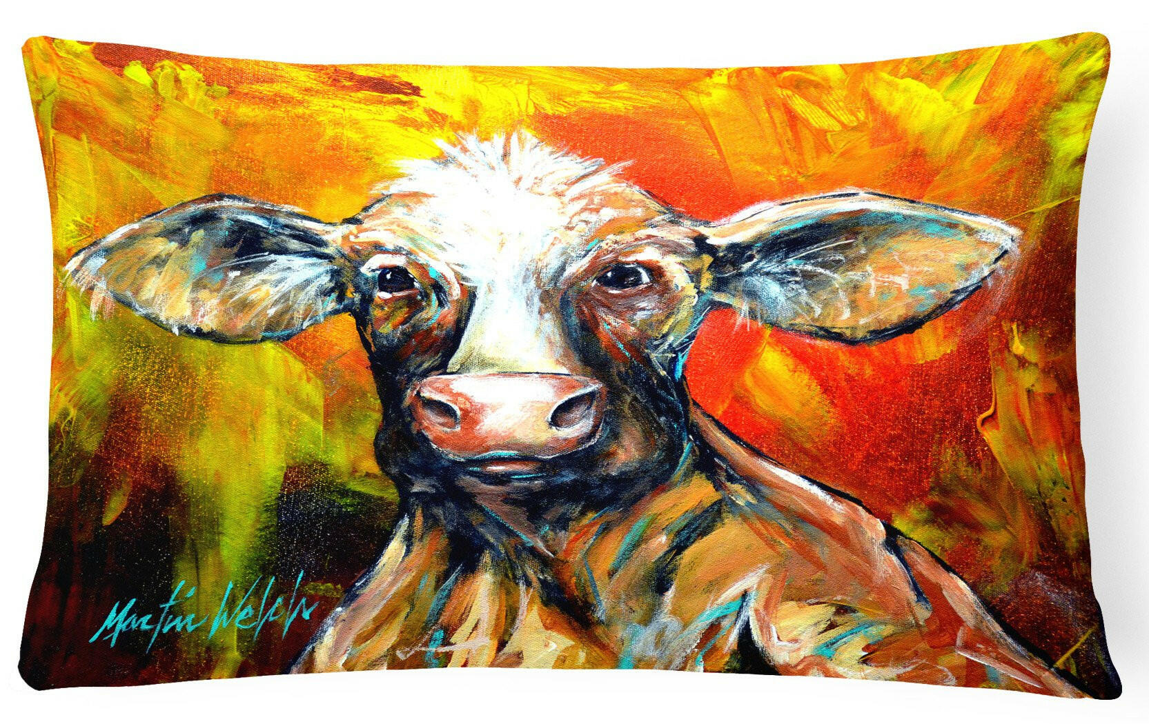 Another Happy Cow Decorative Throw Pillow 12x16 Indoor Outdoor Accent Cushion, Fabric Cover with Insert for Sofa, Bed, Porch & Living Room