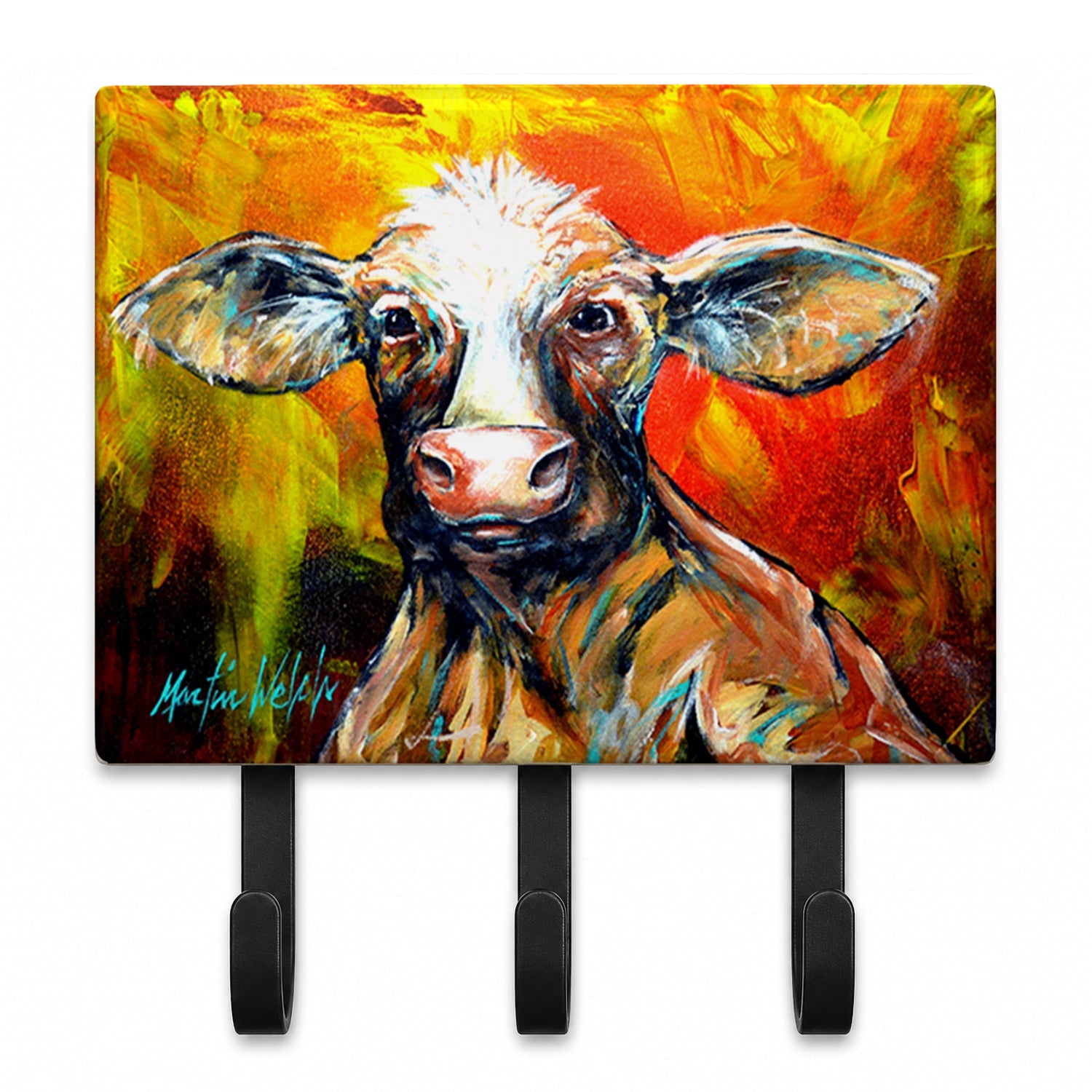 Another Happy Cow Leash or Key Holder Wall Hooks, Coat Rack Wall Mount, for Hanging Keys, Towels, Aprons, Leashes