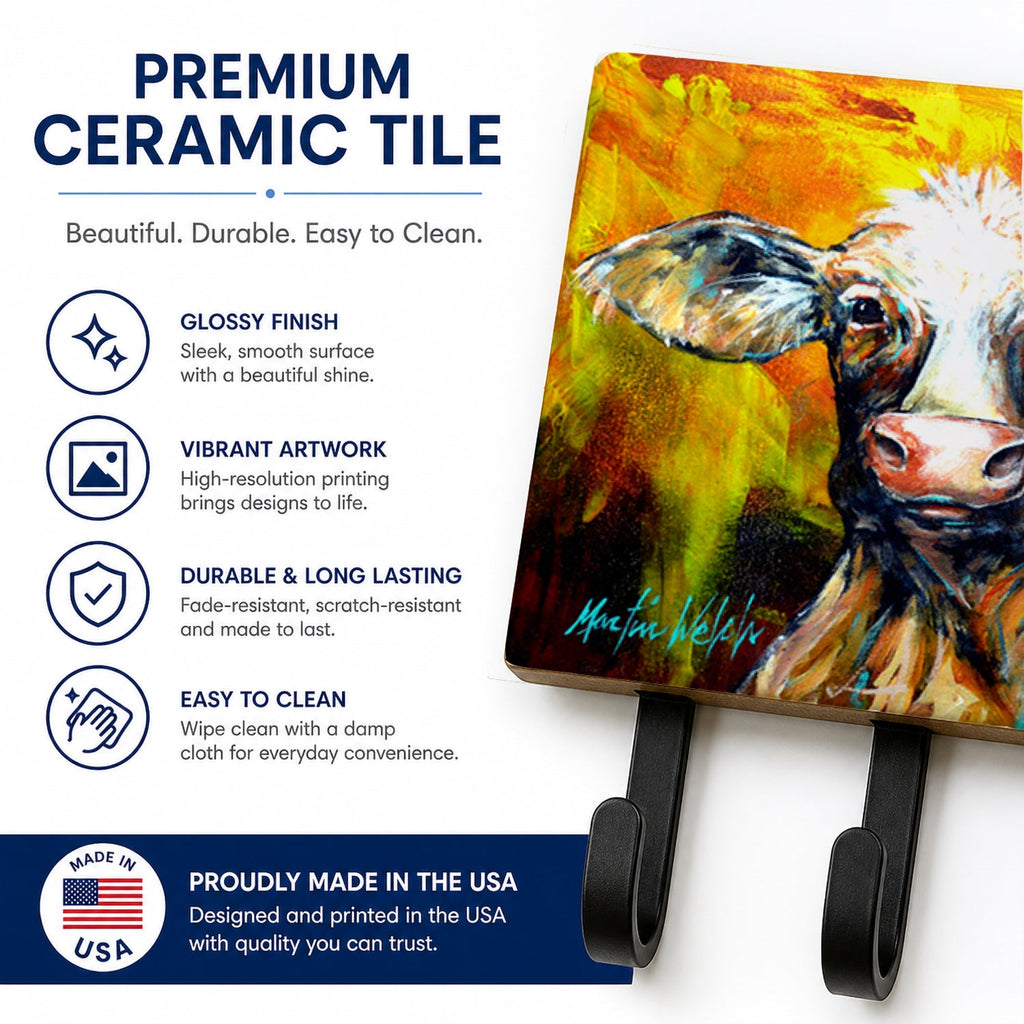 Another Happy Cow Leash or Key Holder Wall Hooks, Coat Rack Wall Mount, for Hanging Keys, Towels, Aprons, Leashes