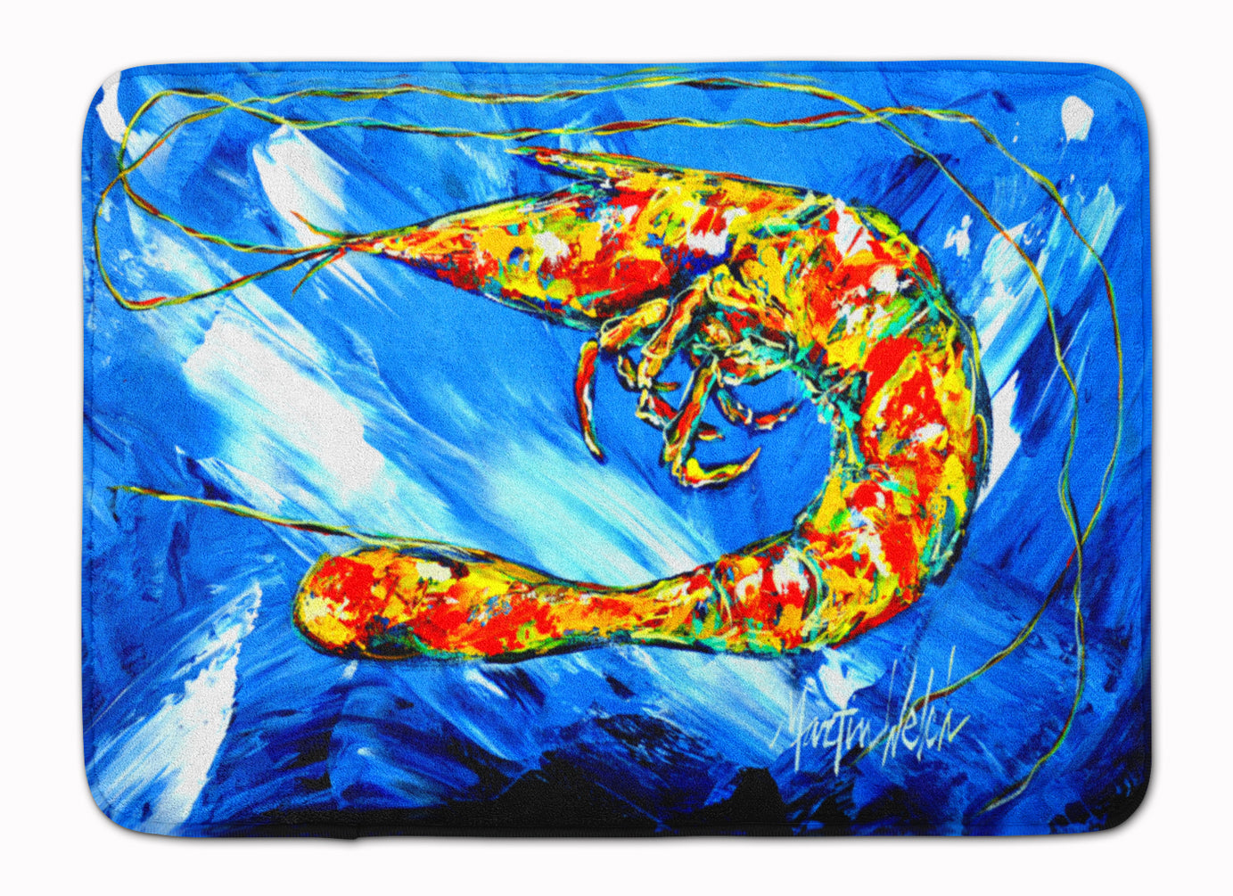 Ice Blue Shrimp Memory Foam Kitchen Mat Machine Washable Anti-Fatigue Cushion Comfort Bath or Kitchen Rug