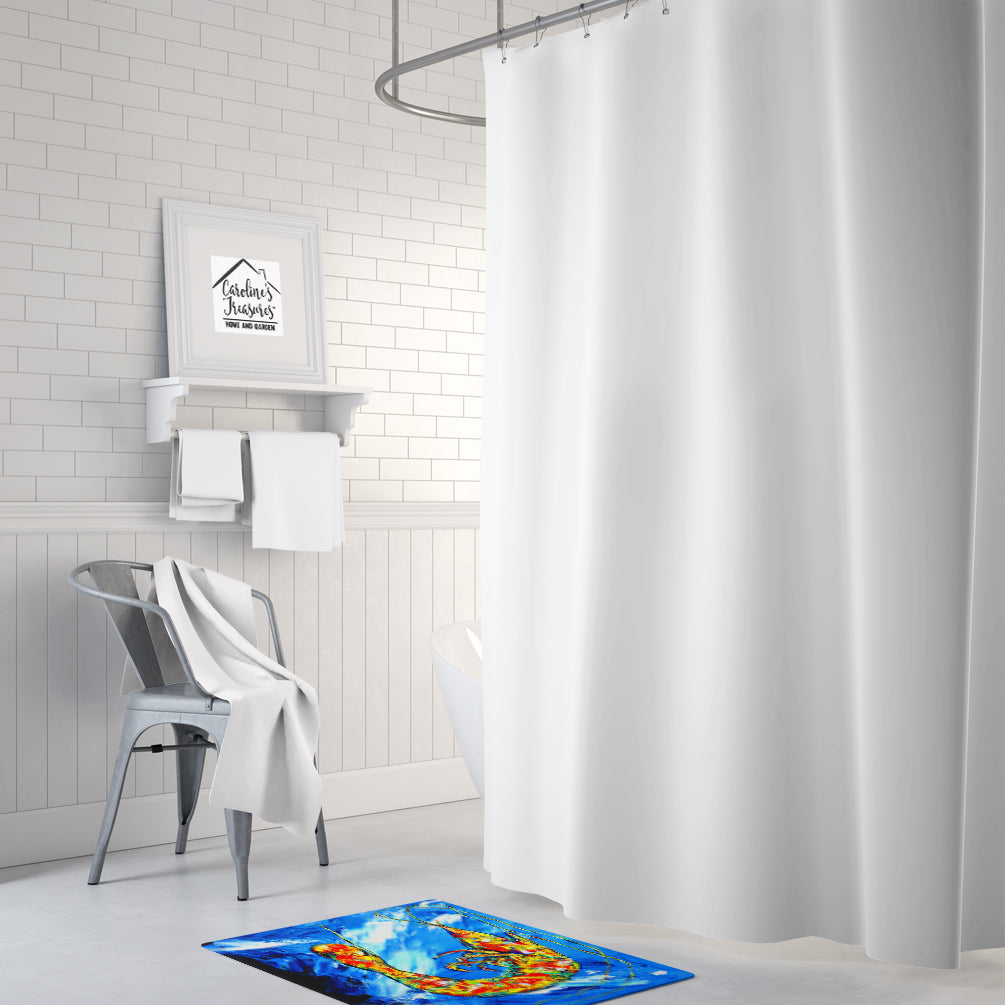 Ice Blue Shrimp Memory Foam Kitchen Mat Machine Washable Anti-Fatigue Cushion Comfort Bath or Kitchen Rug
