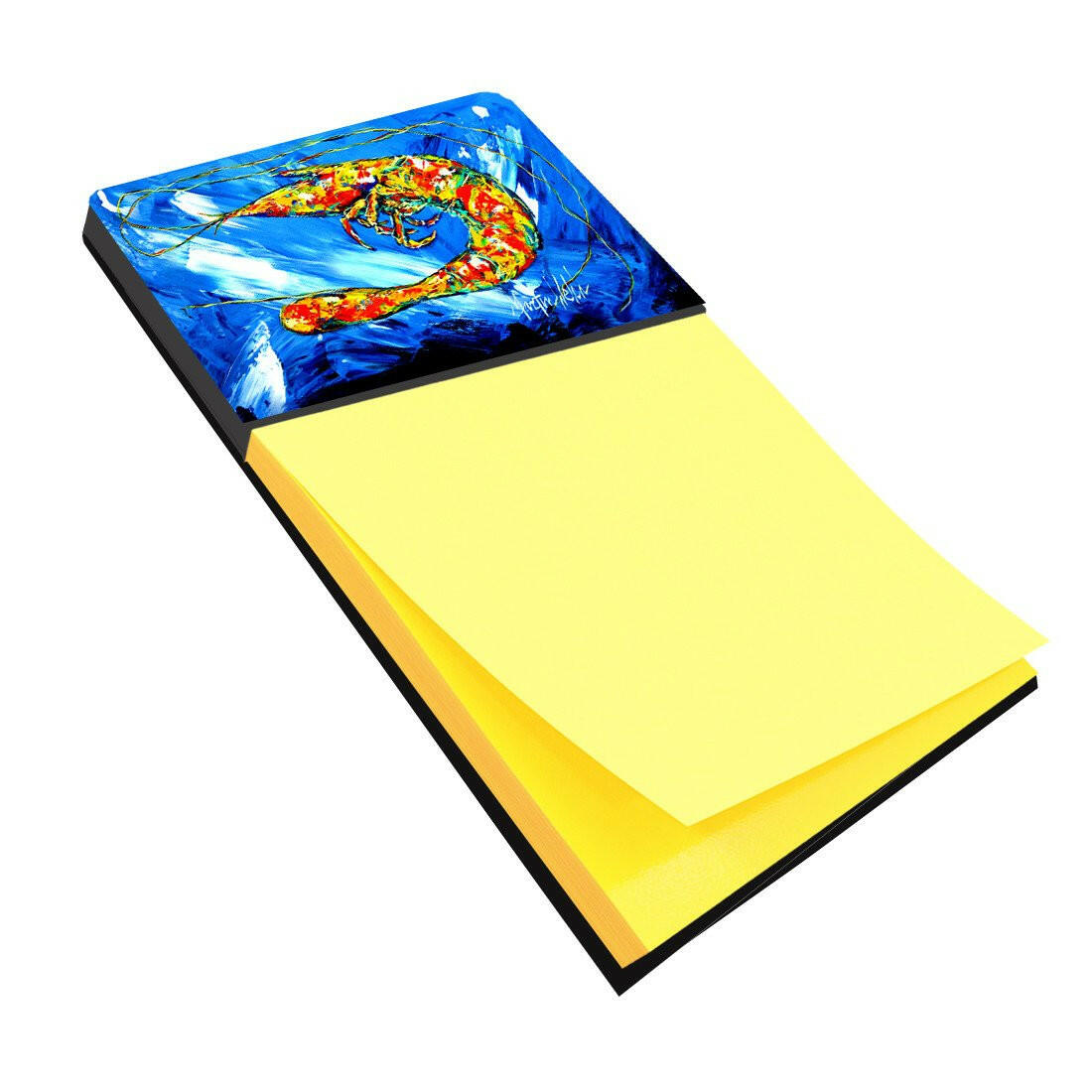 Ice Blue Shrimp Watercolor Sticky Note Holder Refillable Dispenser Desk Accessory 3x3 Pad Gift