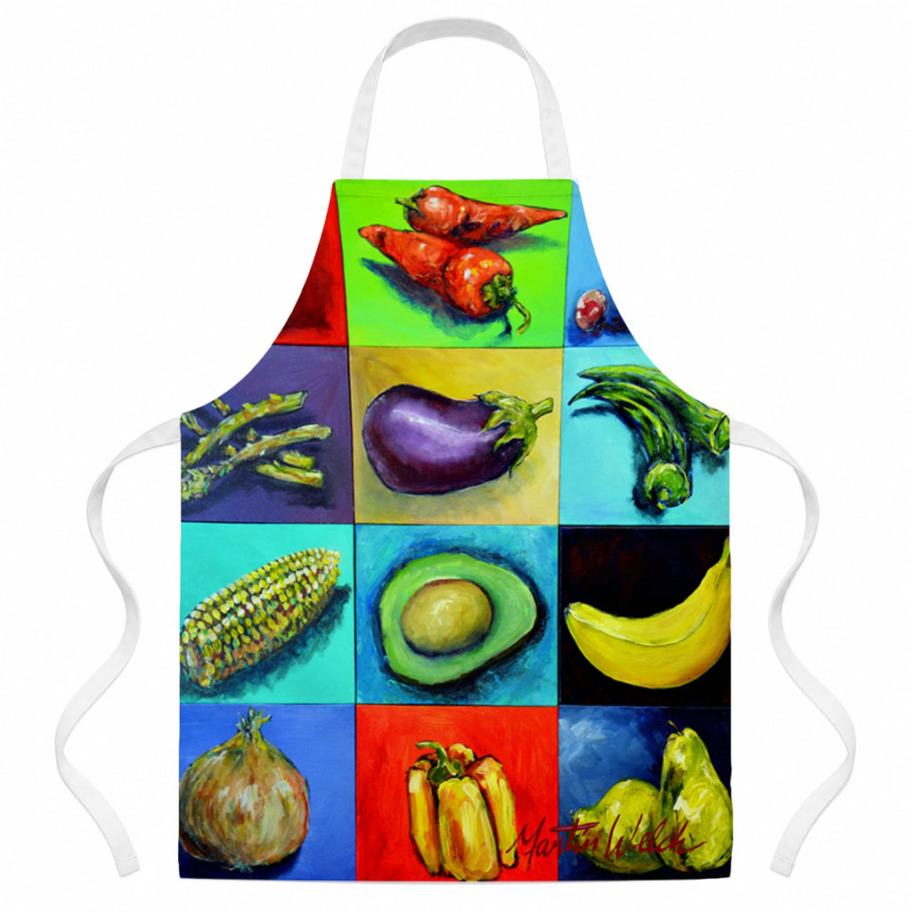Mixed Fruits and Vegetables Apron Cooking Kitchen Server Baking Crafts Gardening for Adult Women Men, Unisex, Large, Multicolor