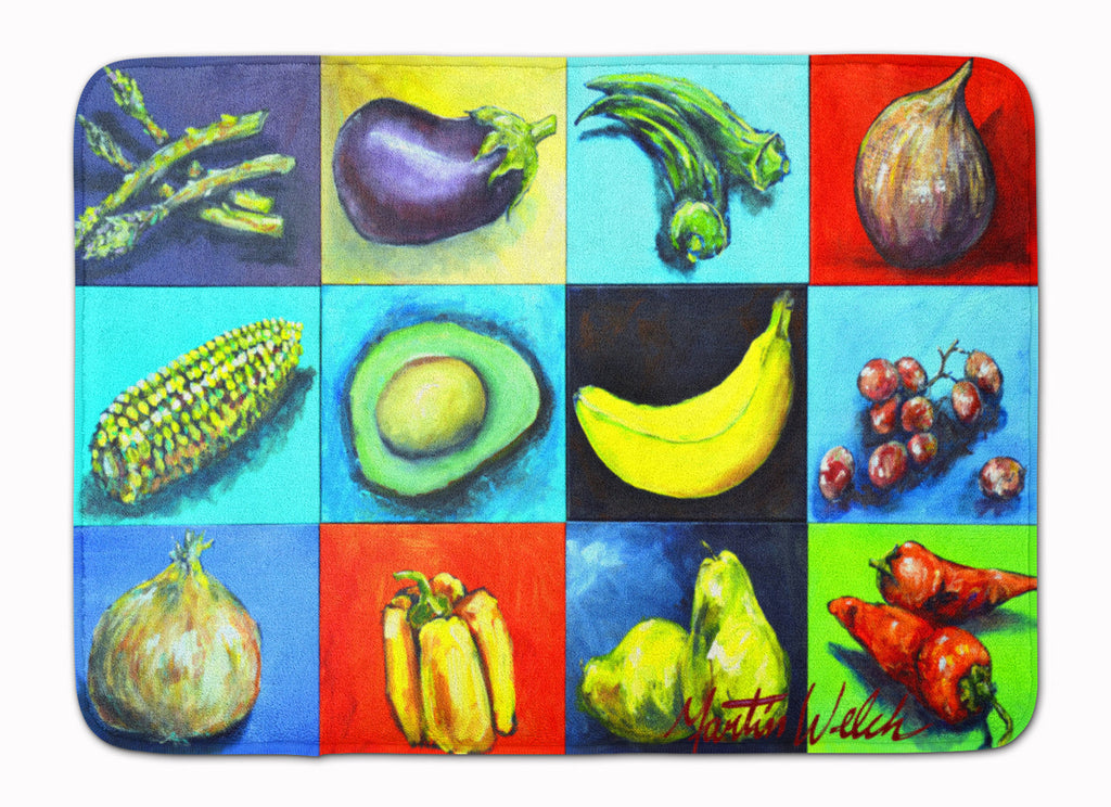 Mixed Fruits and Vegetables Memory Foam Kitchen Mat Machine Washable Anti-Fatigue Cushion Comfort Bath or Kitchen Rug