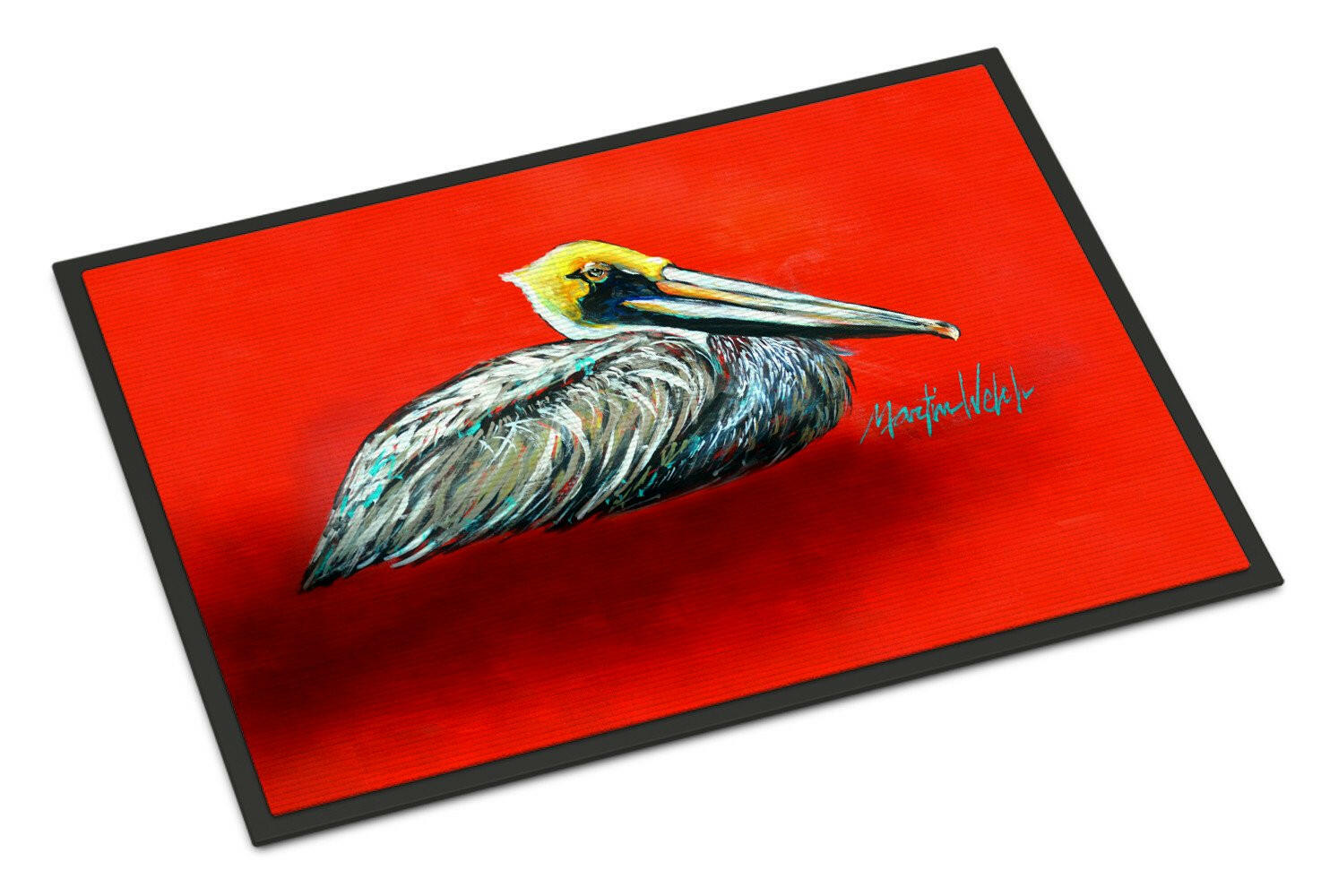 Sitting Brown Pelican Doormat Indoor Outdoor 24H X 36W Front Door Mat Rugs for Entryway, Non Slip Washable Low Pile,