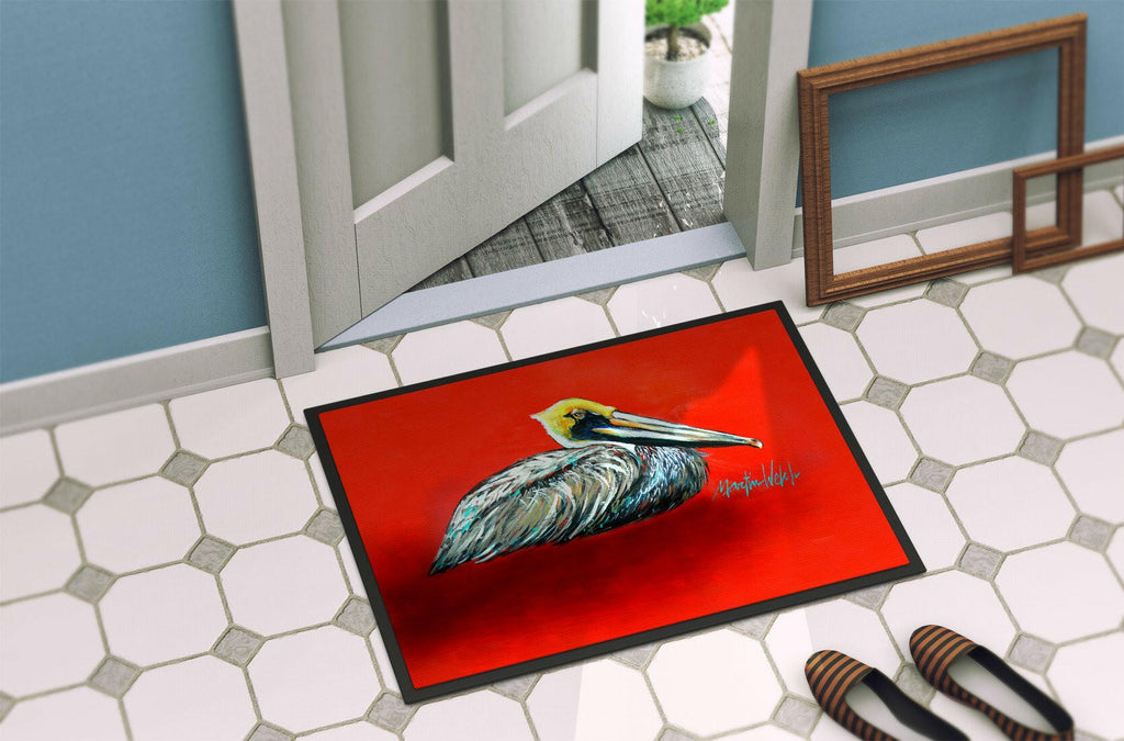 Sitting Brown Pelican Doormat Indoor Outdoor 24H X 36W Front Door Mat Rugs for Entryway, Non Slip Washable Low Pile,