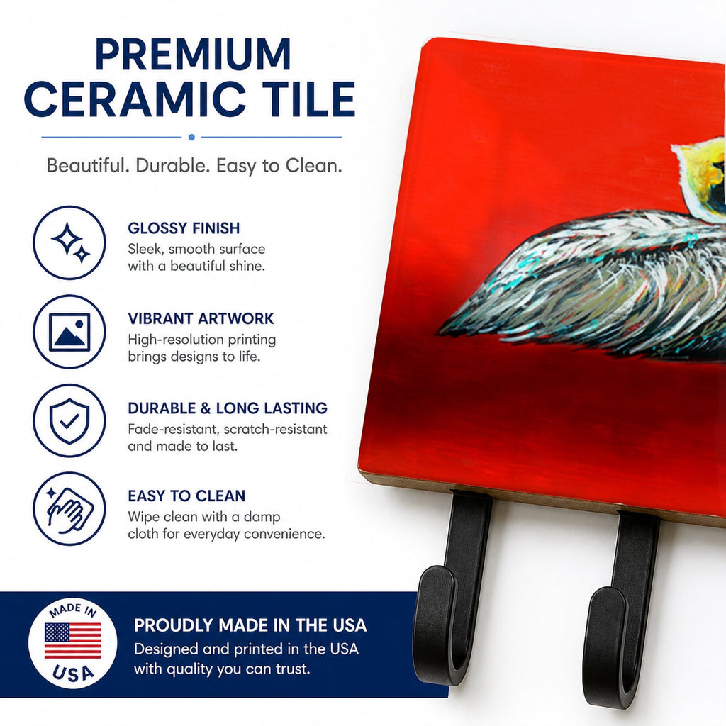 Sitting Brown Pelican Leash or Key Holder Wall Hooks, Coat Rack Wall Mount, for Hanging Keys, Towels, Aprons, Leashes