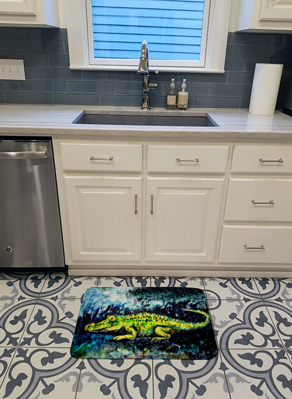 Sneaky Alligator Memory Foam Kitchen Mat Machine Washable Anti-Fatigue Cushion Comfort Bath or Kitchen Rug