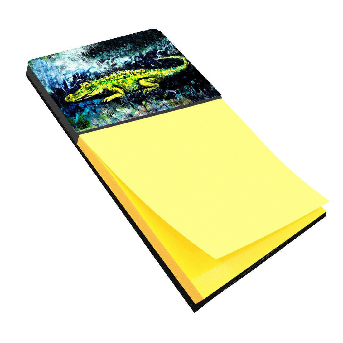 Sneaky Alligator Watercolor Sticky Note Holder Refillable Dispenser Desk Accessory 3x3 Pad Gift