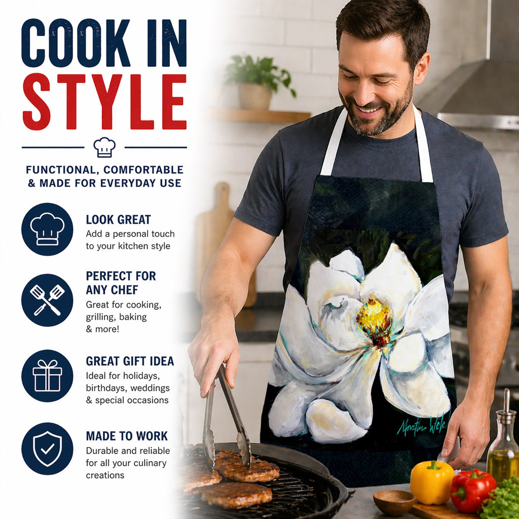 Sweet Magnolia Apron Cooking Kitchen Server Baking Crafts Gardening for Adult Women Men, Unisex, Large, Multicolor