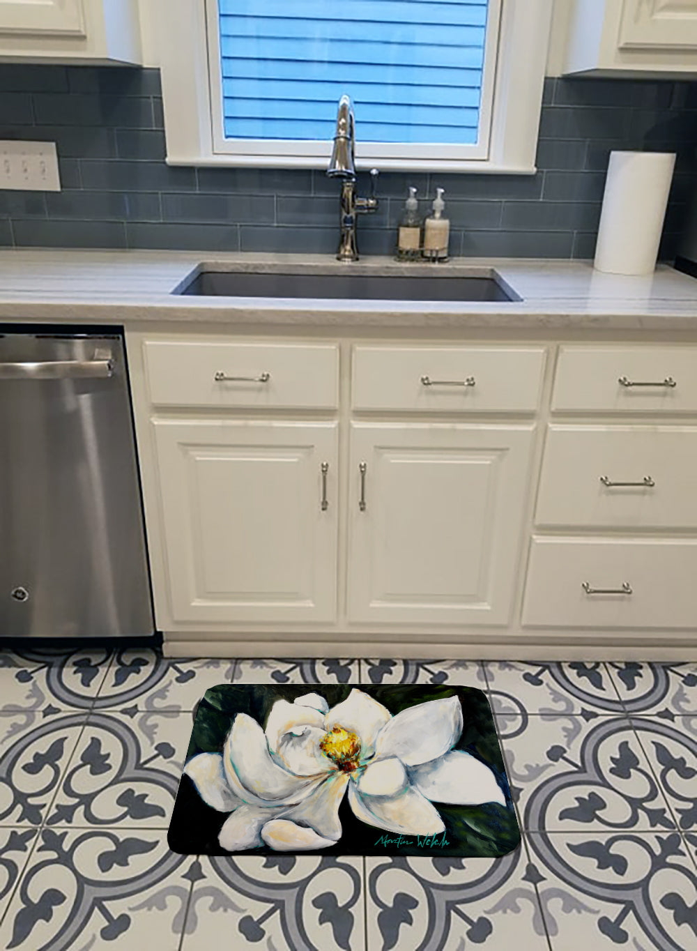 Sweet Magnolia Memory Foam Kitchen Mat Machine Washable Anti-Fatigue Cushion Comfort Bath or Kitchen Rug
