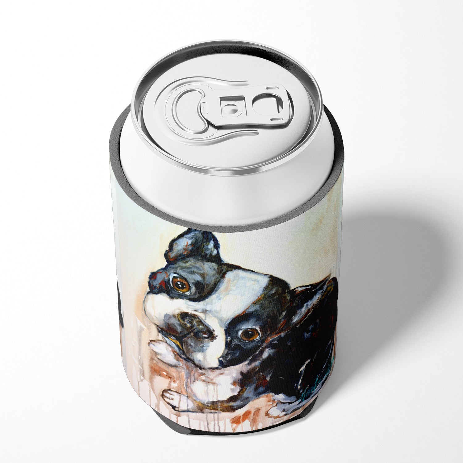 Boston Terrier Jake The Look Can or Bottle Hugger Cooler Sleeve for Standard 12 oz Cans, Insulated Foam Beer & Soda Can Hugger Reusable