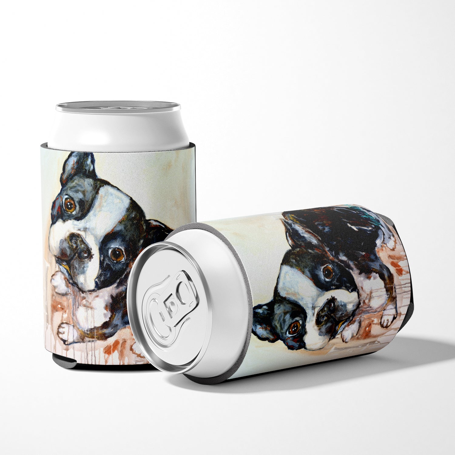 Boston Terrier Jake The Look Can or Bottle Hugger Cooler Sleeve for Standard 12 oz Cans, Insulated Foam Beer & Soda Can Hugger Reusable