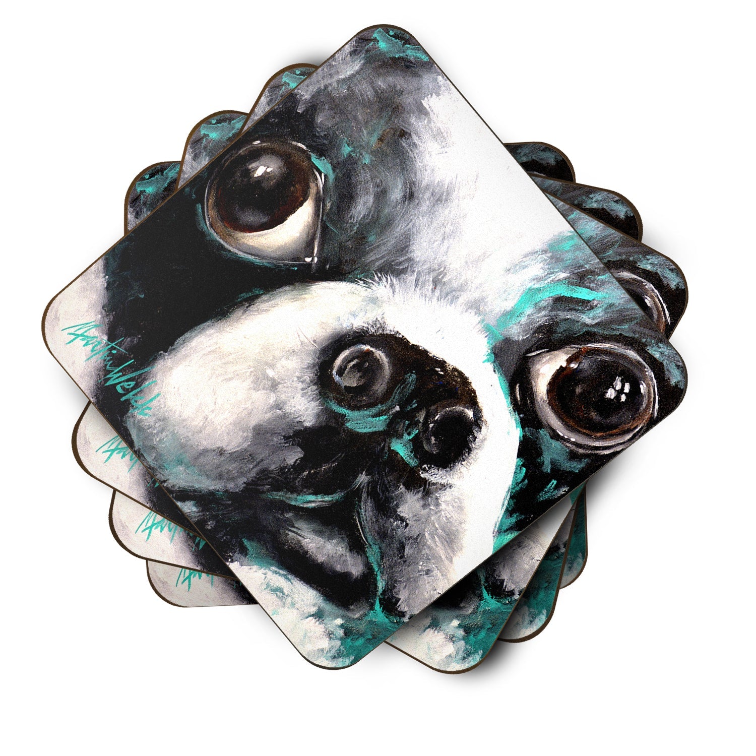 Boston Terrier Jake Pretty Please Foam Coasters Set of 4 Cup Coasters for Indoor Outdoor, Tabletop Protection, Anti Slip, Mouse pad Material