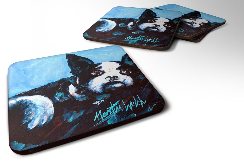 Boston Terrier Just Jake Foam Coasters Set of 4 Cup Coasters for Indoor Outdoor, Tabletop Protection, Anti Slip, Mouse pad Material