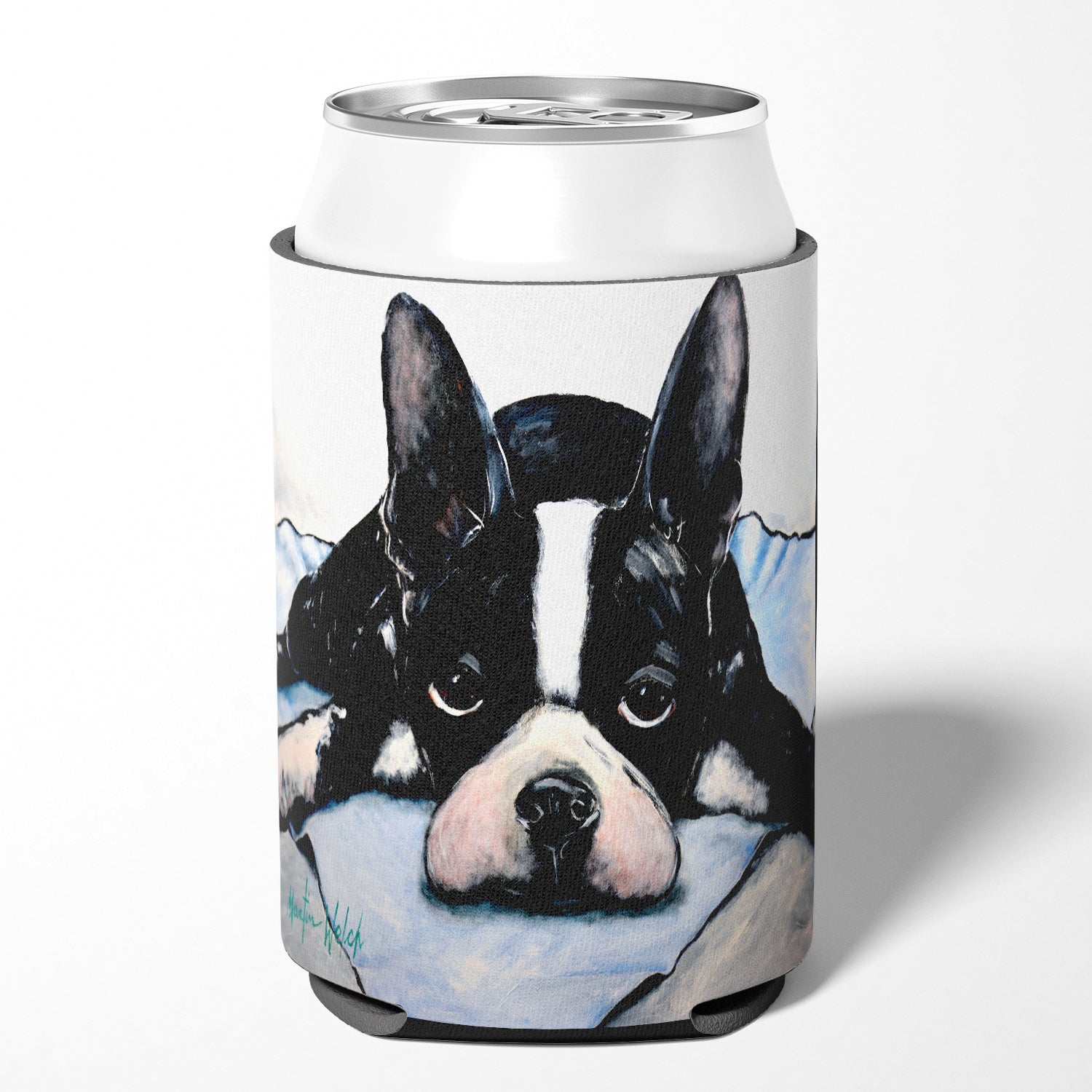 Boston Terrier Jake Dog Tired Can or Bottle Hugger Cooler Sleeve for Standard 12 oz Cans, Insulated Foam Beer & Soda Can Hugger Reusable