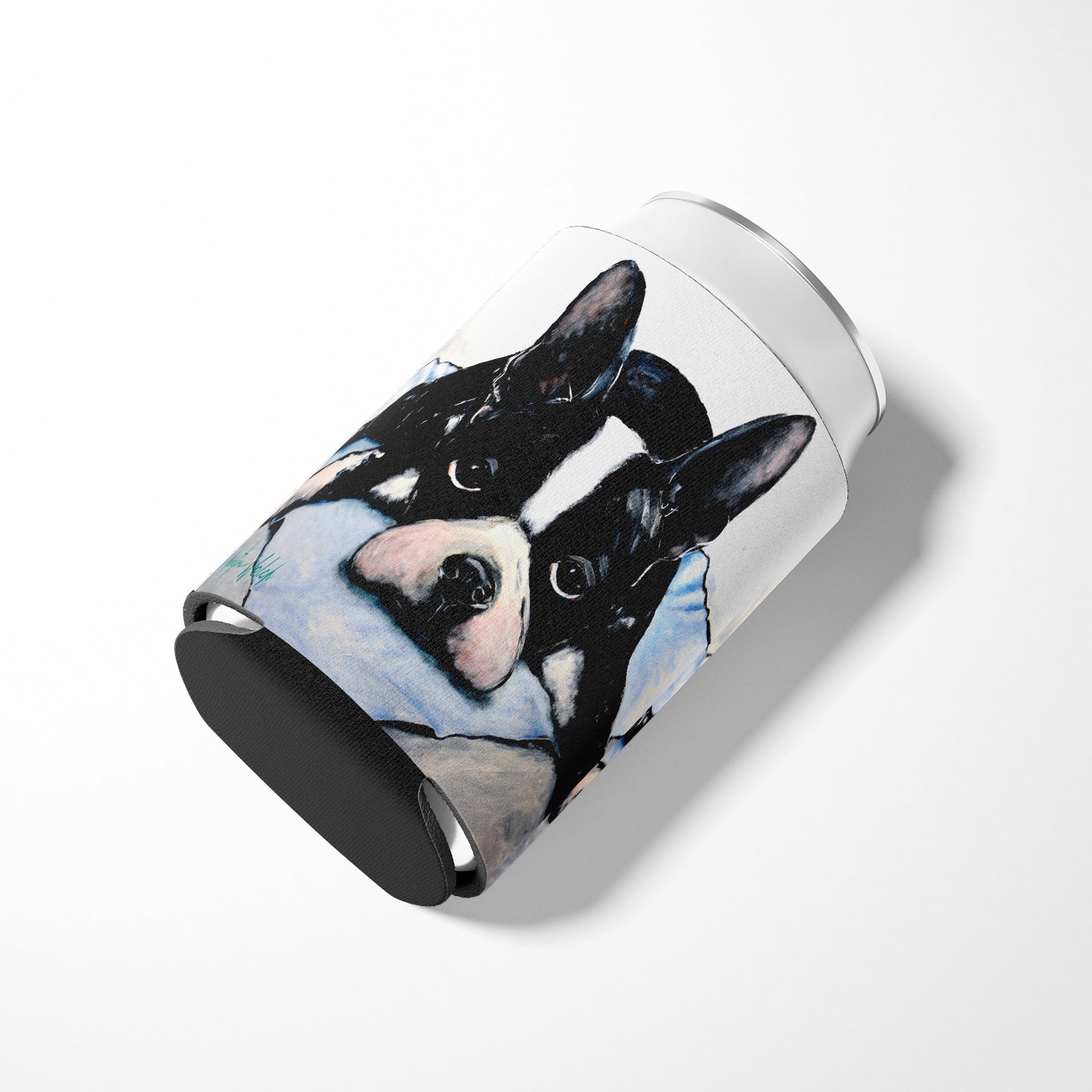 Boston Terrier Jake Dog Tired Can or Bottle Hugger Cooler Sleeve for Standard 12 oz Cans, Insulated Foam Beer & Soda Can Hugger Reusable