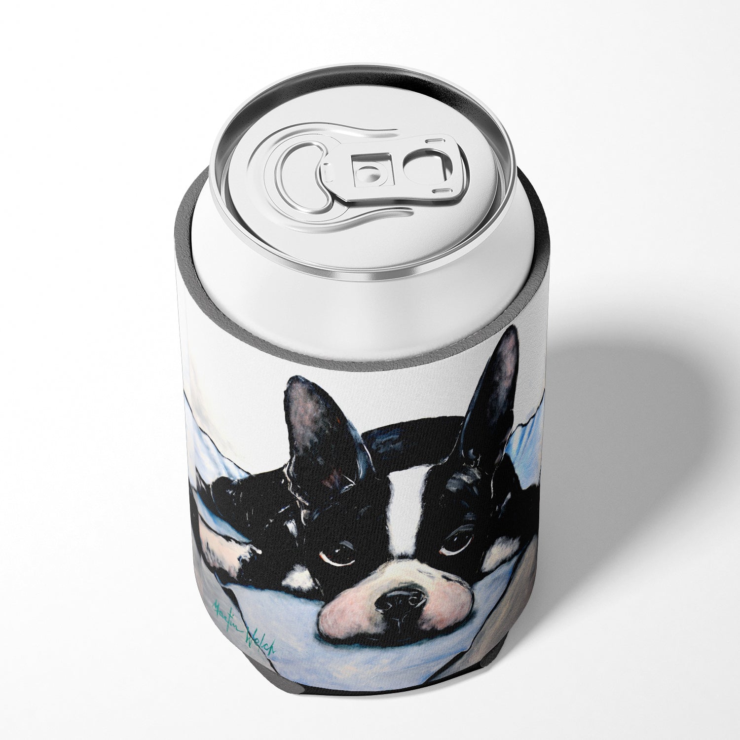 Boston Terrier Jake Dog Tired Can or Bottle Hugger Cooler Sleeve for Standard 12 oz Cans, Insulated Foam Beer & Soda Can Hugger Reusable