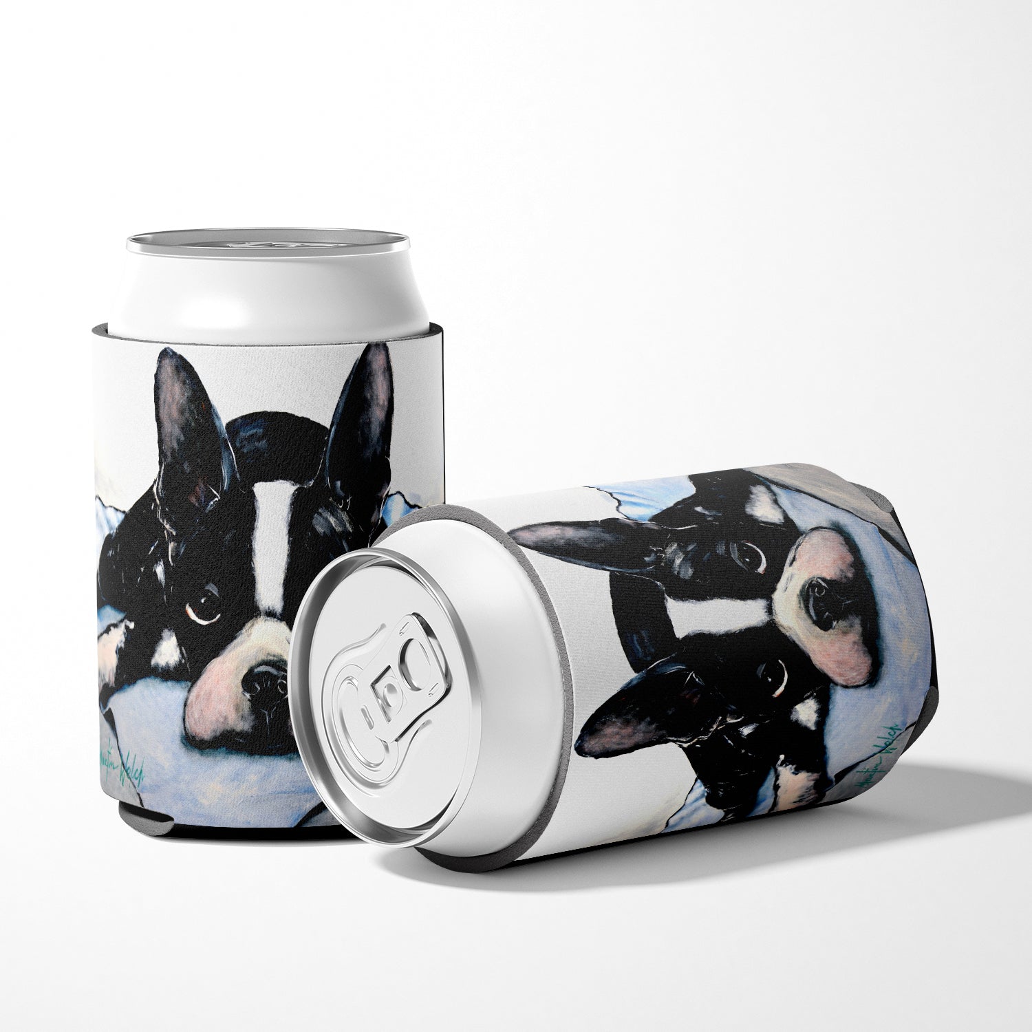 Boston Terrier Jake Dog Tired Can or Bottle Hugger Cooler Sleeve for Standard 12 oz Cans, Insulated Foam Beer & Soda Can Hugger Reusable