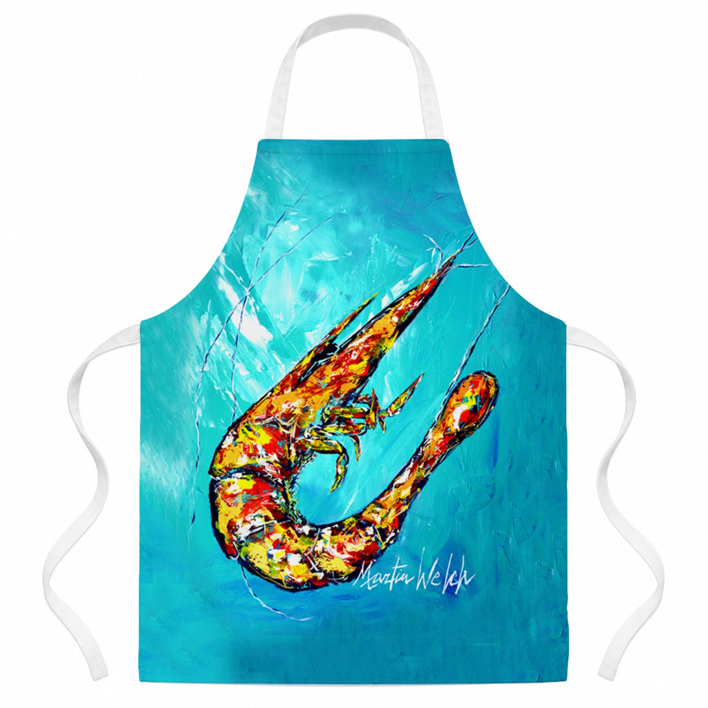 All That Jazz Teal Shrimp Apron Cooking Kitchen Server Baking Crafts Gardening for Adult Women Men, Unisex, Large, Multicolor