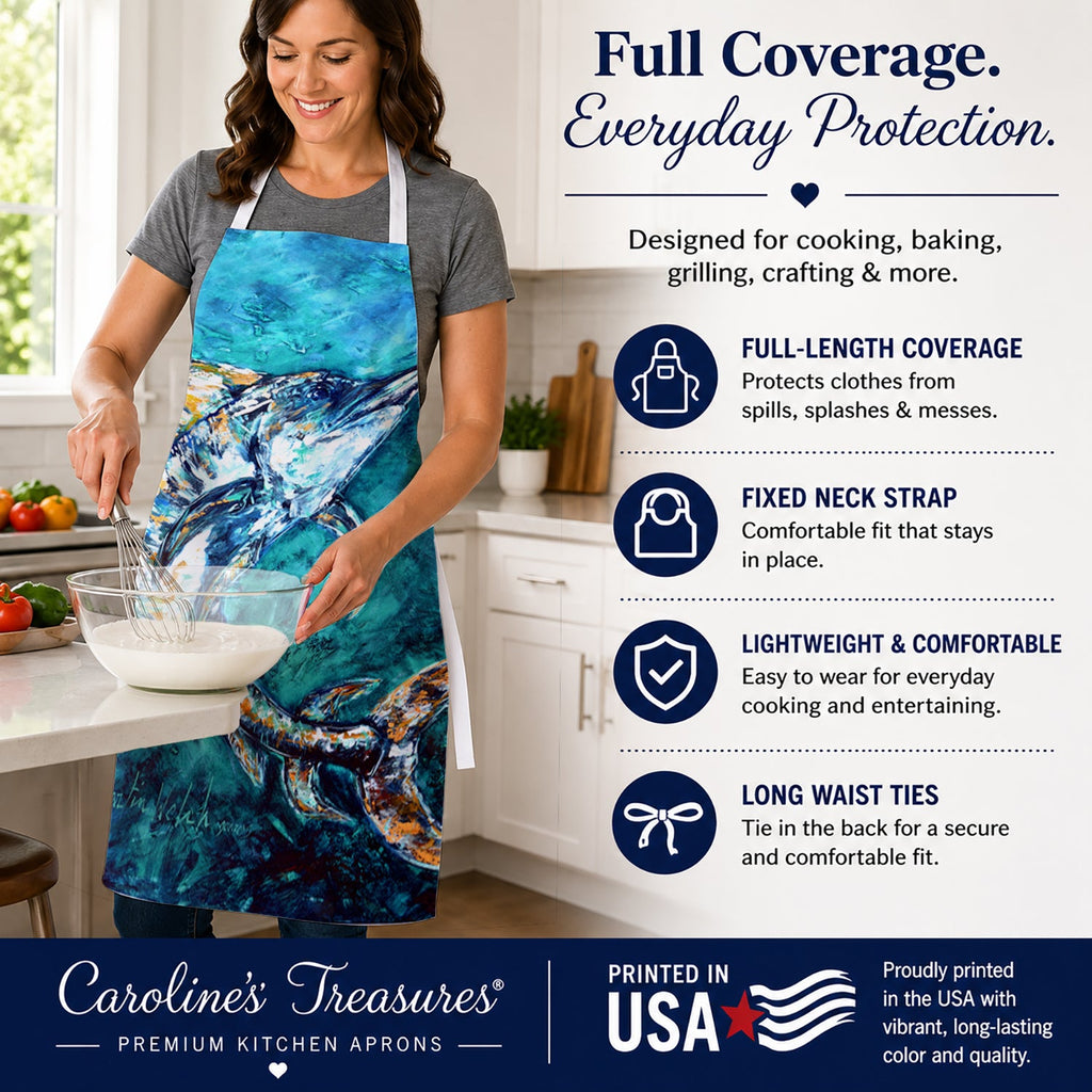 American Marlin Apron Cooking Kitchen Server Baking Crafts Gardening for Adult Women Men, Unisex, Large, Multicolor