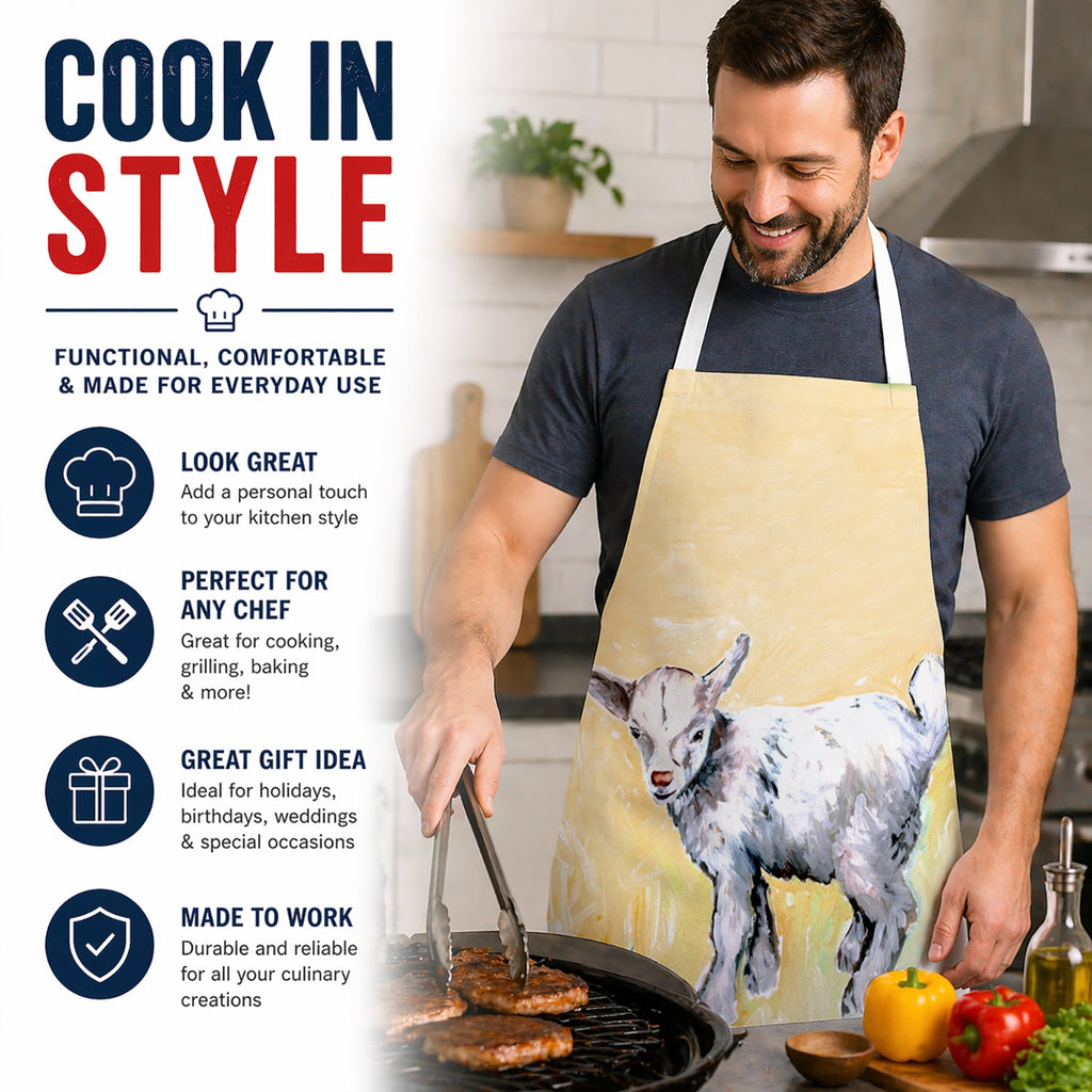 Bill the Kid Goat Apron Cooking Kitchen Server Baking Crafts Gardening for Adult Women Men, Unisex, Large, Multicolor