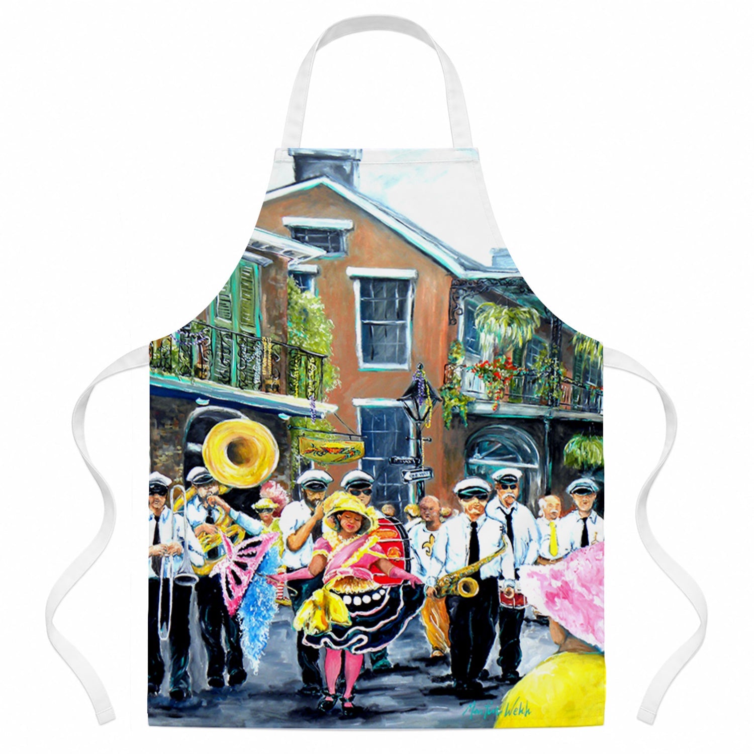 New Orleans French Quarter Frolic Apron Cooking Kitchen Server Baking Crafts Gardening for Adult Women Men, Unisex, Large, Multicolor