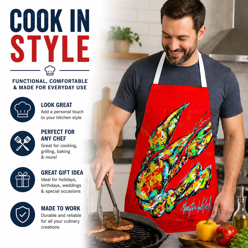 Hot Head #2 Crawfish Apron Cooking Kitchen Server Baking Crafts Gardening for Adult Women Men, Unisex, Large, Multicolor