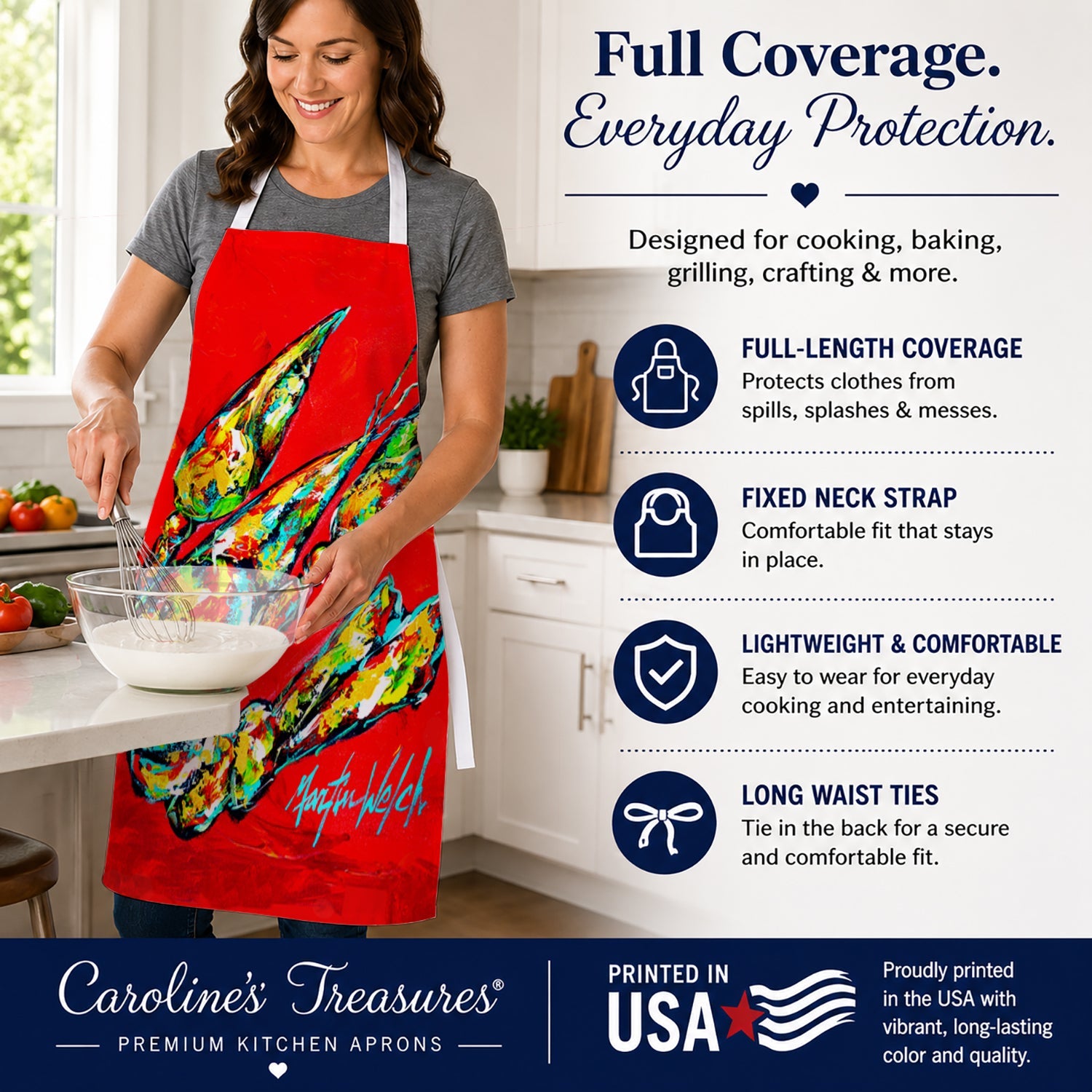 Hot Head #2 Crawfish Apron Cooking Kitchen Server Baking Crafts Gardening for Adult Women Men, Unisex, Large, Multicolor
