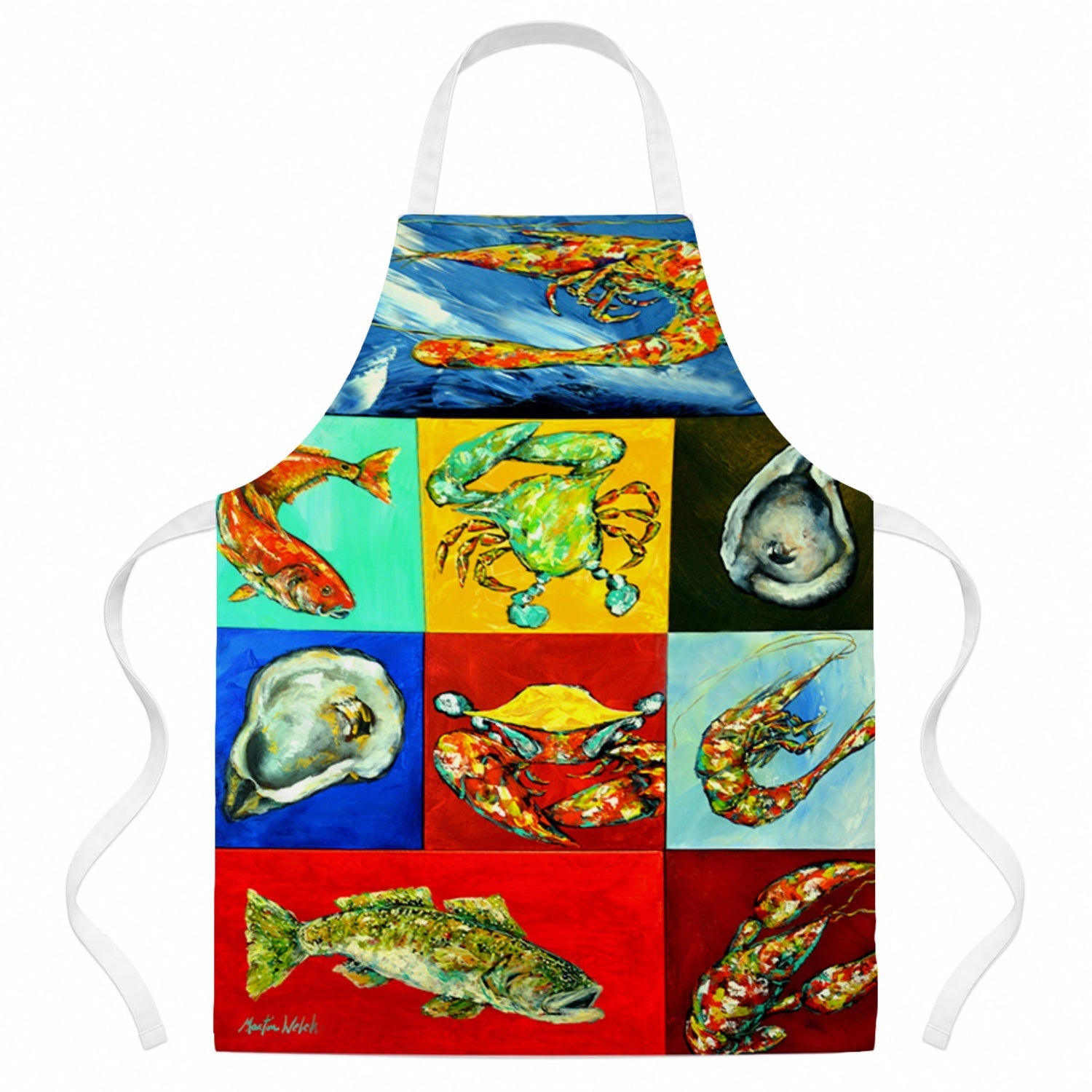 Mixed Seafood Apron Cooking Kitchen Server Baking Crafts Gardening for Adult Women Men, Unisex, Large, Multicolor