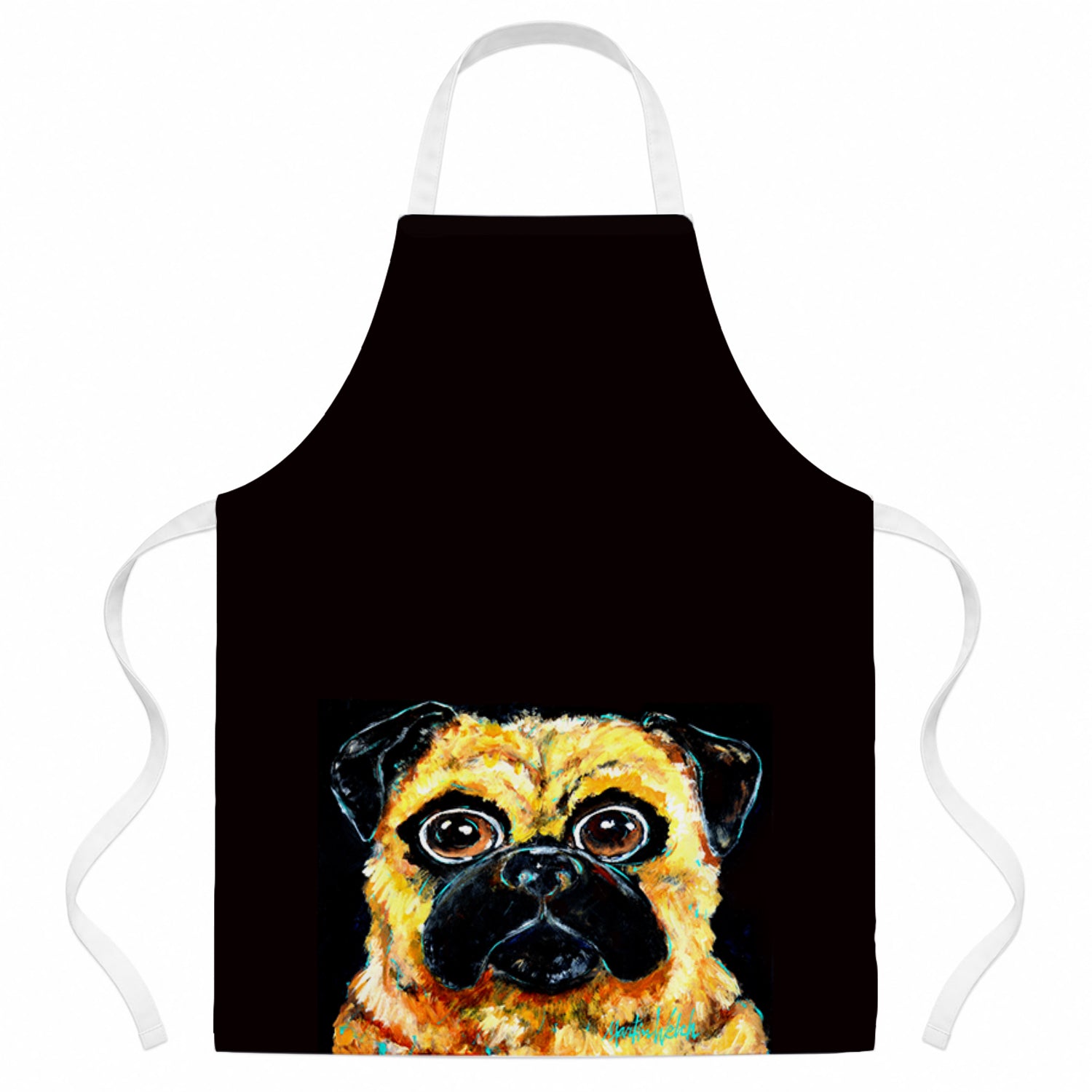 Pug it out Apron Cooking Kitchen Server Baking Crafts Gardening for Adult Women Men, Unisex, Large, Multicolor