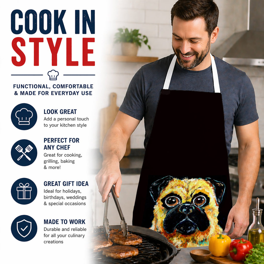 Pug it out Apron Cooking Kitchen Server Baking Crafts Gardening for Adult Women Men, Unisex, Large, Multicolor