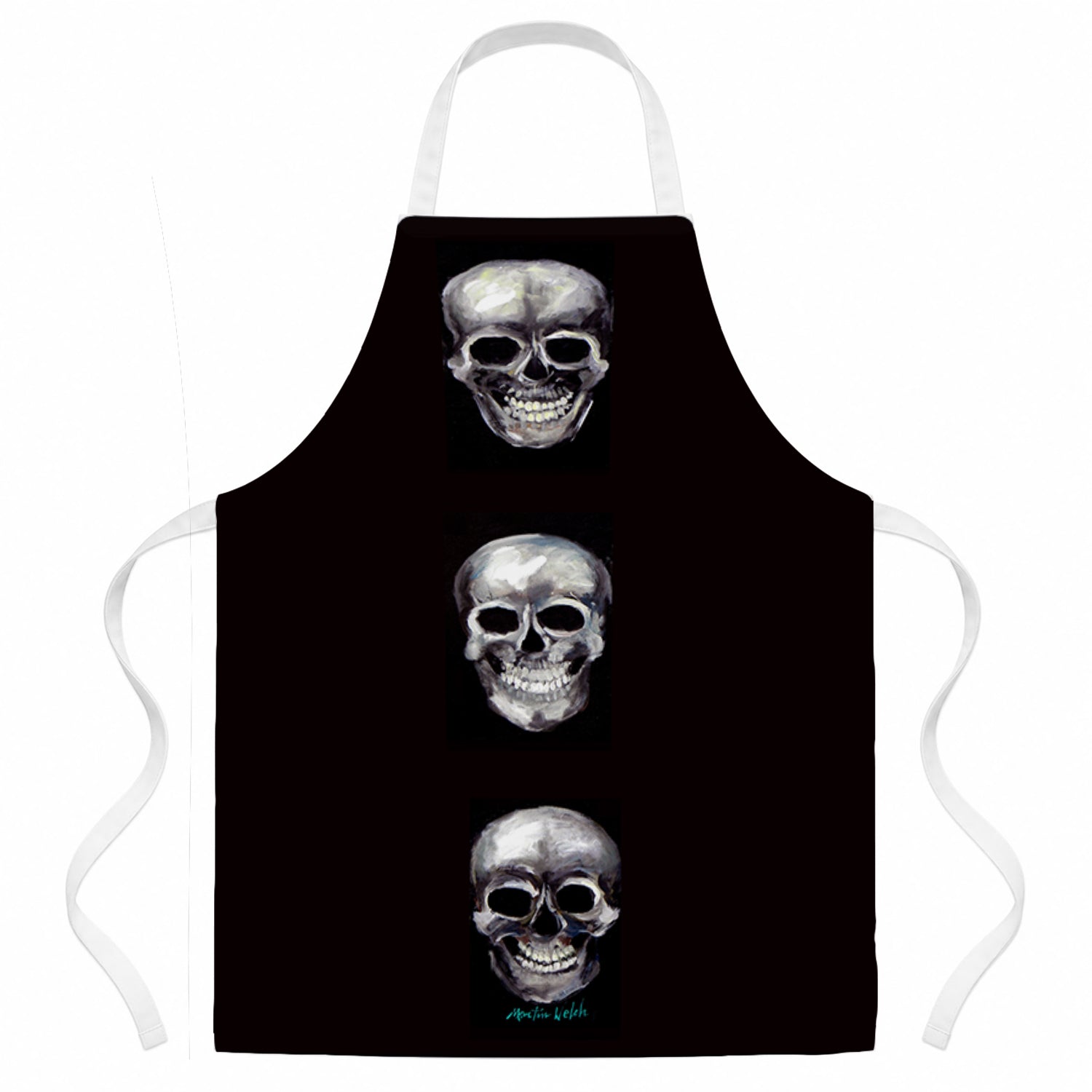 Say Cheese Skulls Apron Cooking Kitchen Server Baking Crafts Gardening for Adult Women Men, Unisex, Large, Multicolor