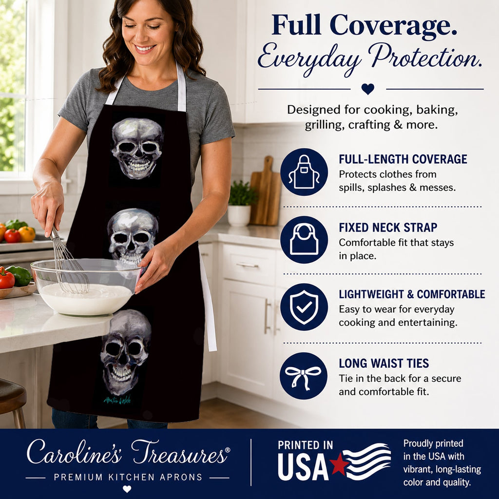 Say Cheese Skulls Apron Cooking Kitchen Server Baking Crafts Gardening for Adult Women Men, Unisex, Large, Multicolor